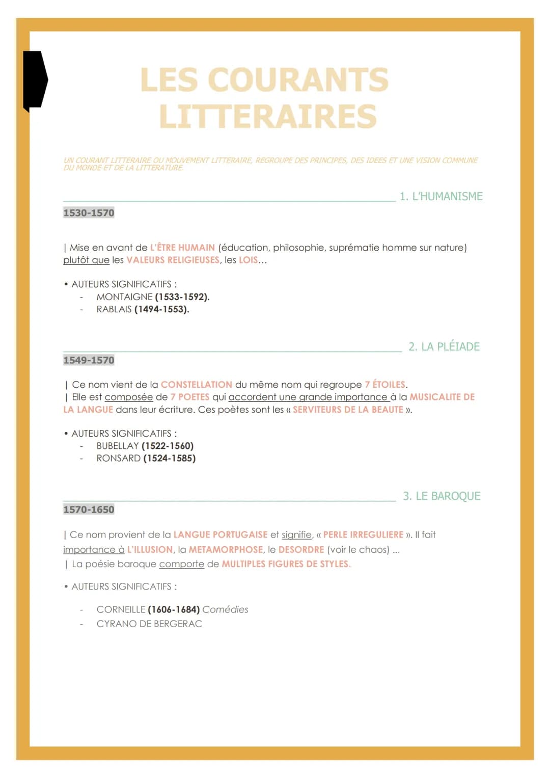 # LES COURANTS LITTERAIRES
UN COURANT LITTERAIRE OU MOUVEMENT LITTERAIRE REGROUPE DES PRINCIPES, DES IDEES ET UNE VISION COMMUNE DU MONDE ET