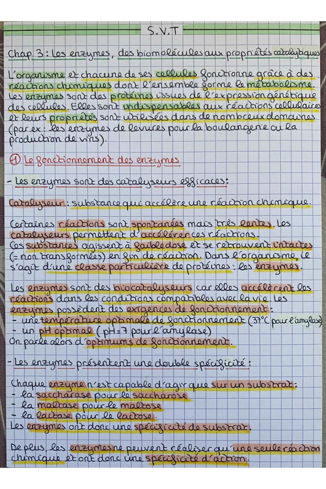 Pour une substance donnée ou substrat, une enzyme n'est capable
de catalyser une réaction que dans un seul sens. C'est la
spécificité d'acti