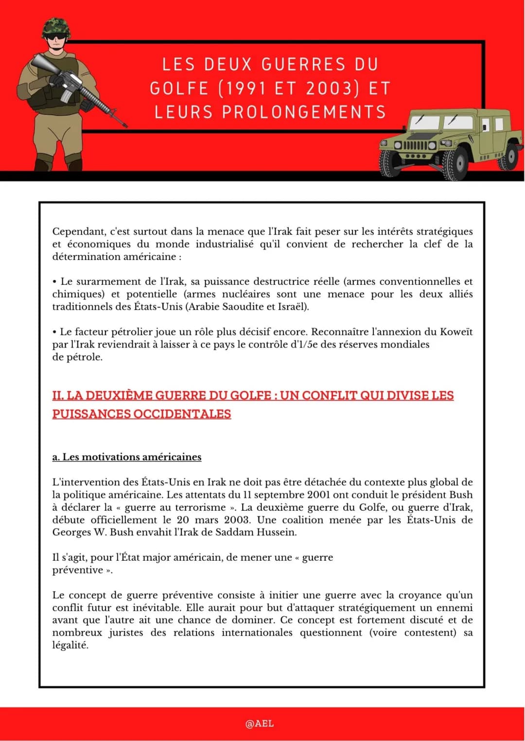 # LES DEUX GUERRES DU
GOLFE (1991 ET 2003) ET
LEURS PROLONGEMENTS
Cependant, c'est surtout dans la menace que l'Irak fait peser sur les int