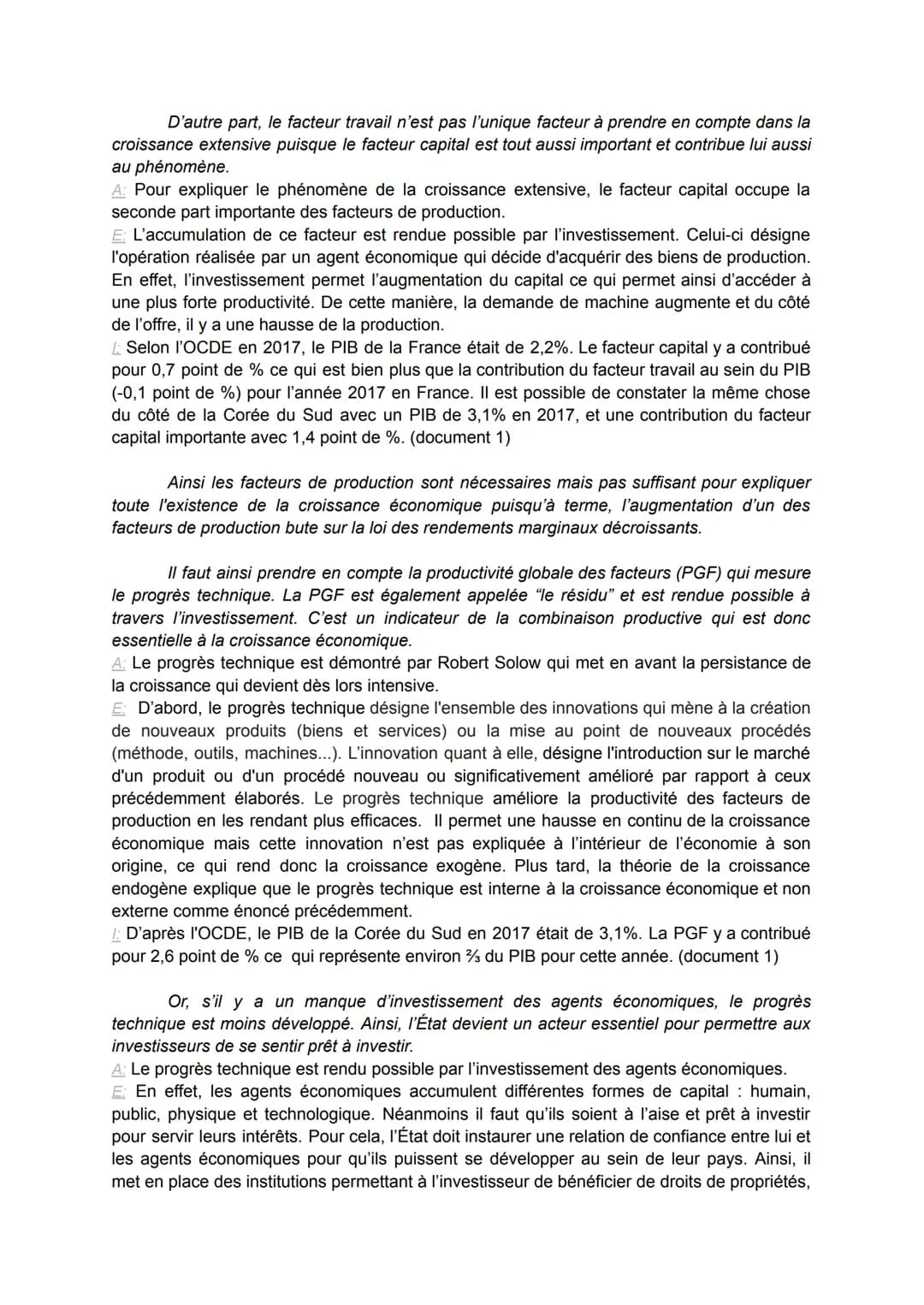 Amàlia Saraiva
DISSERTATION
Terminale 8
Les facteurs travail et capital sont-ils suffisants pour expliquer la croissance ?
La croissance