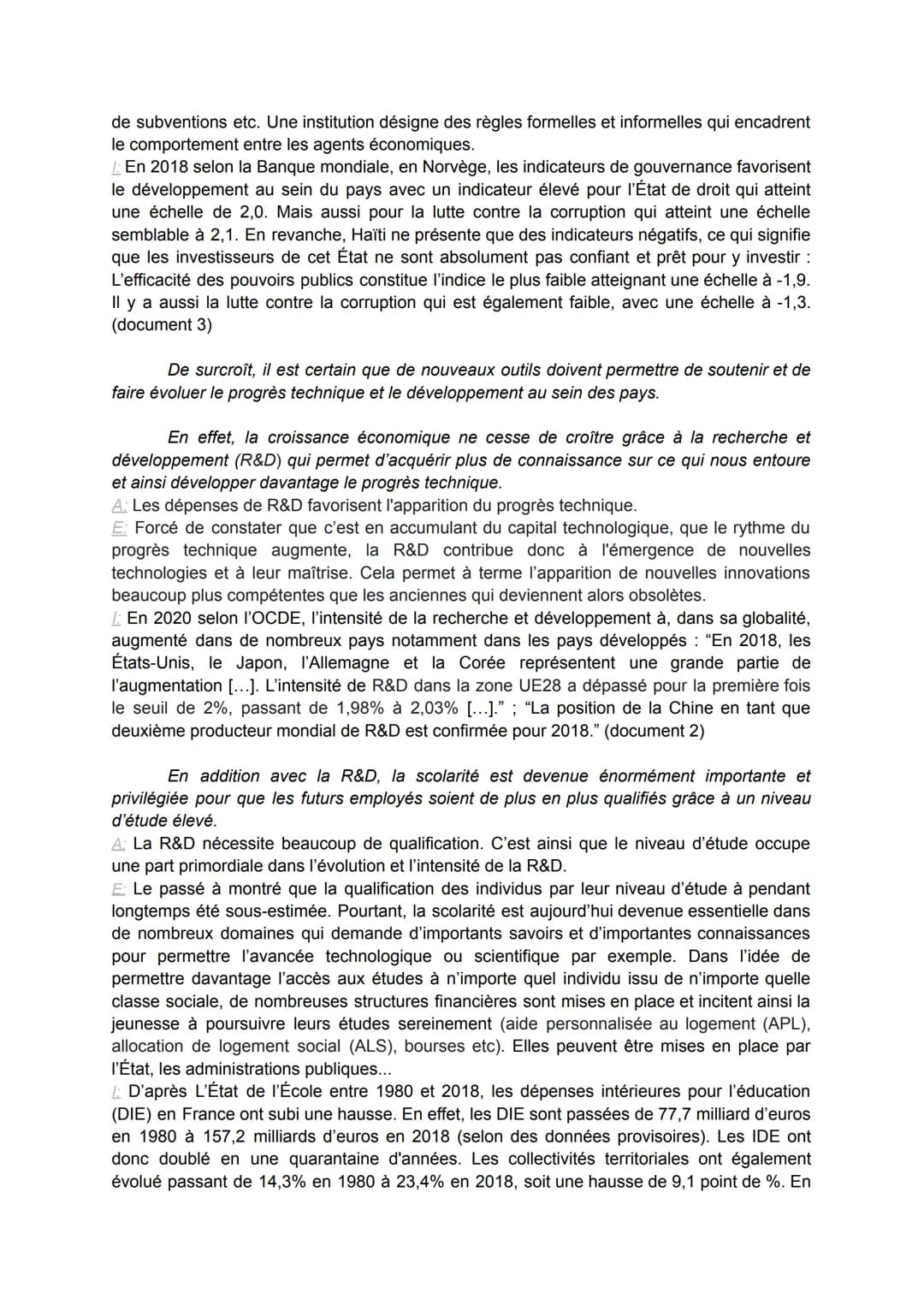 Amàlia Saraiva
DISSERTATION
Terminale 8
Les facteurs travail et capital sont-ils suffisants pour expliquer la croissance ?
La croissance