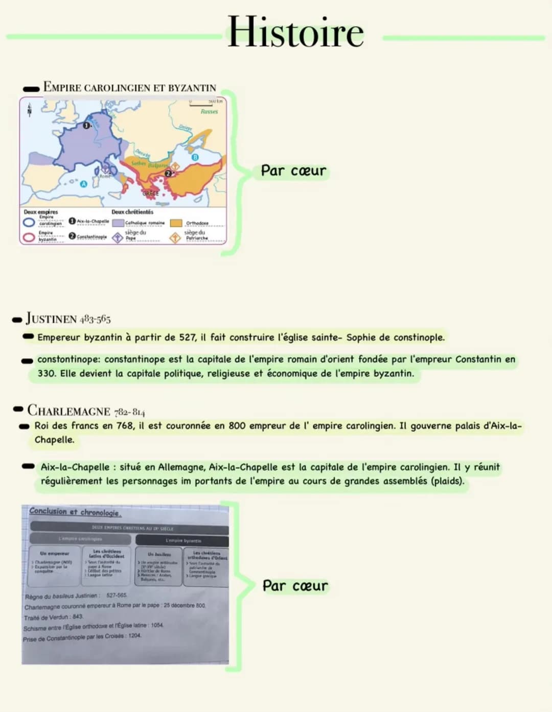 # Histoire
## EMPIRE CAROLINGIEN ET BYZANTIN
- **Deux empires**
- Carolingien
- Byzantin
- **Deux chrétientés**
- Ai
