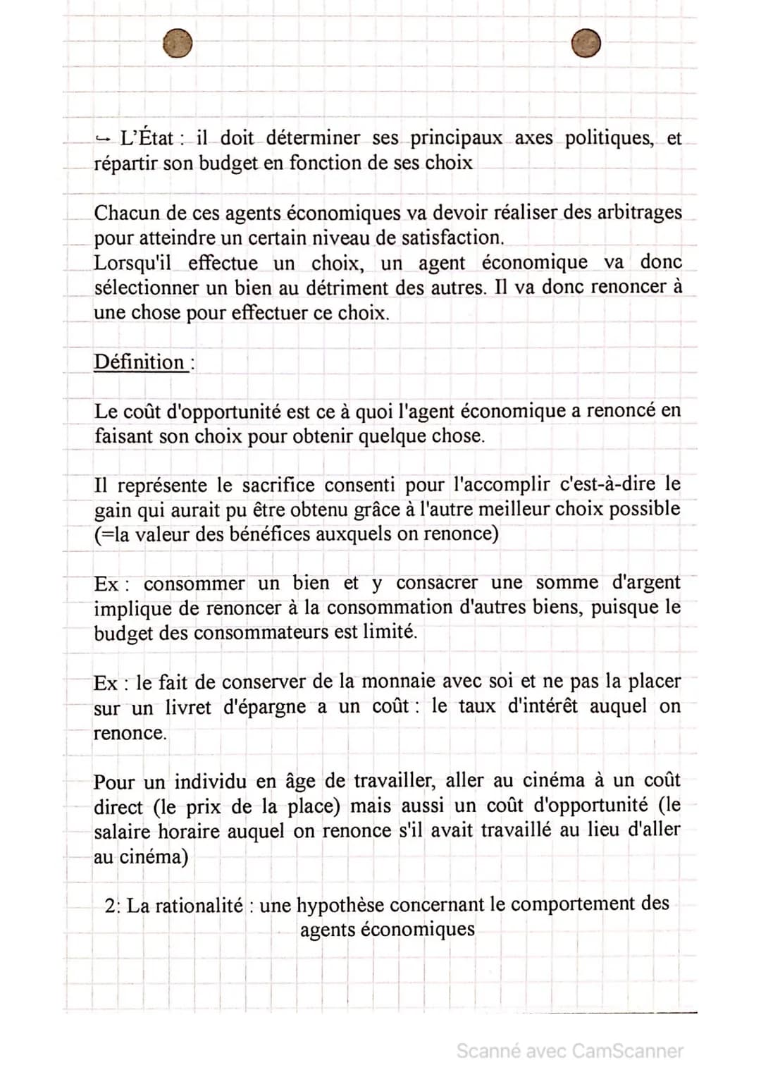 <h2>Les choix économiques et leurs déterminants</h2>
<h3>Les choix rationnels :</h3>
<p>Dans un monde de rareté, les agents économiques (mé