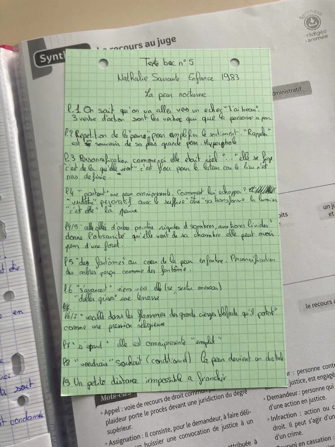 # Texte bac n° 5
Nathalie Sarraute Enfance 1983
La peur nocturne
P.1 On sait qu'on va aller vers un echeç "J'ai beau".
3 verbe d'action son
