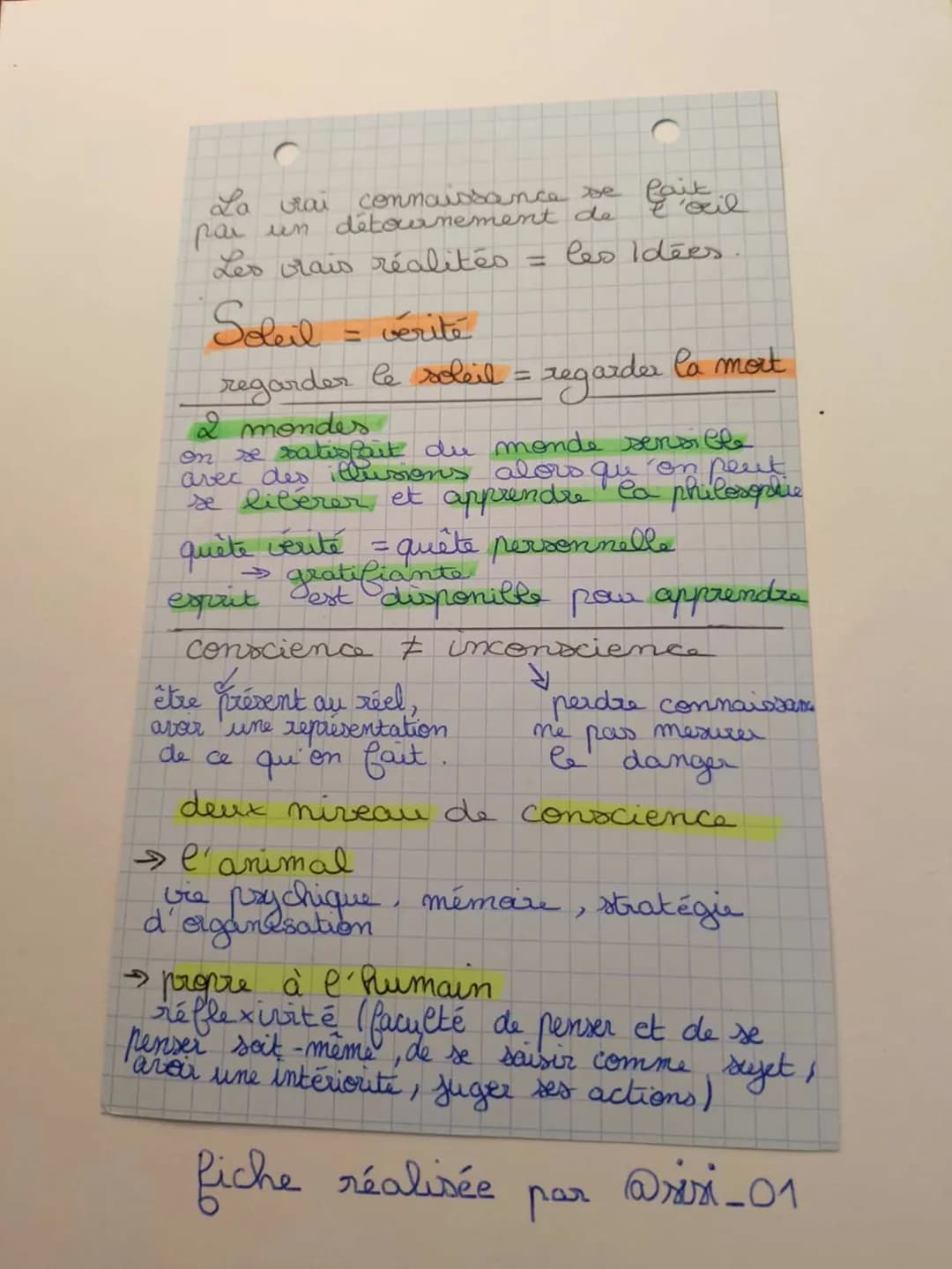 # Platon
## allégorie de la caverne (A)
- le monde intelligible
- les ames contemplant
la vérité
- la vrai = les idées / Pormes
-