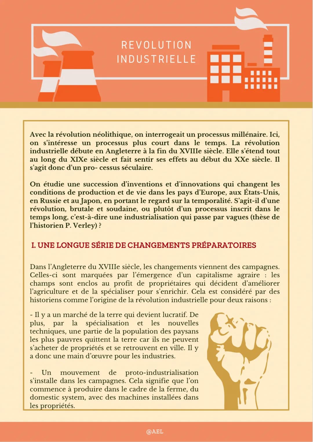 # REVOLUTION INDUSTRIELLE
## II. DES RUPTURES TECHNOLOGIQUES EN CHAÎNE
Un premier système technologique début XIXe siècle s'appuie sur le