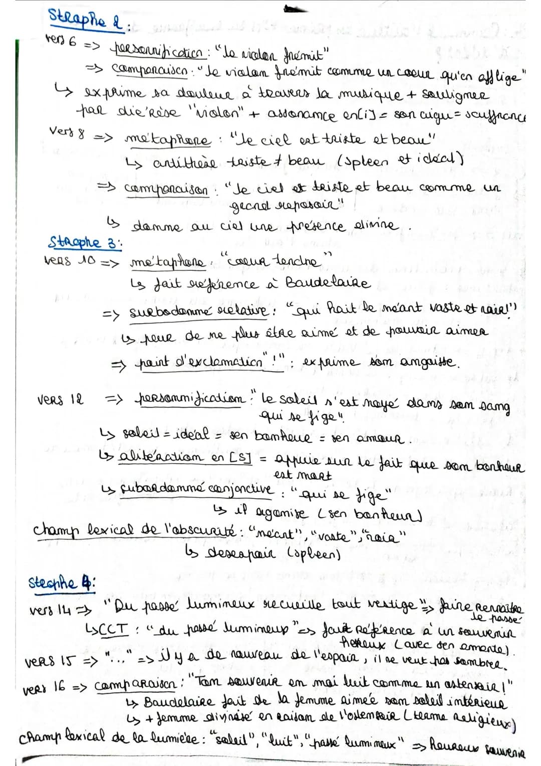 - Comment l'auteur exprime-t-il sa souffrance durant un
sein idéal?
Structure du texte : (Pantaum)
V.1 à 4 = sensation d'une atmosphère harm
