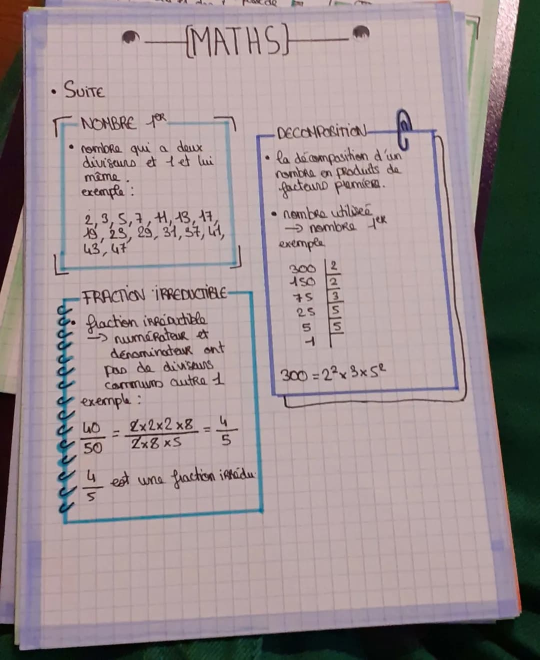 # MATHS
* UTILISER LA DIVISIBILITÉ ET LES NOMBRES PREMIERS.
## Division
$a = b \times q + R$ Reste
dividende
diviseur quotient
```
a | b
-