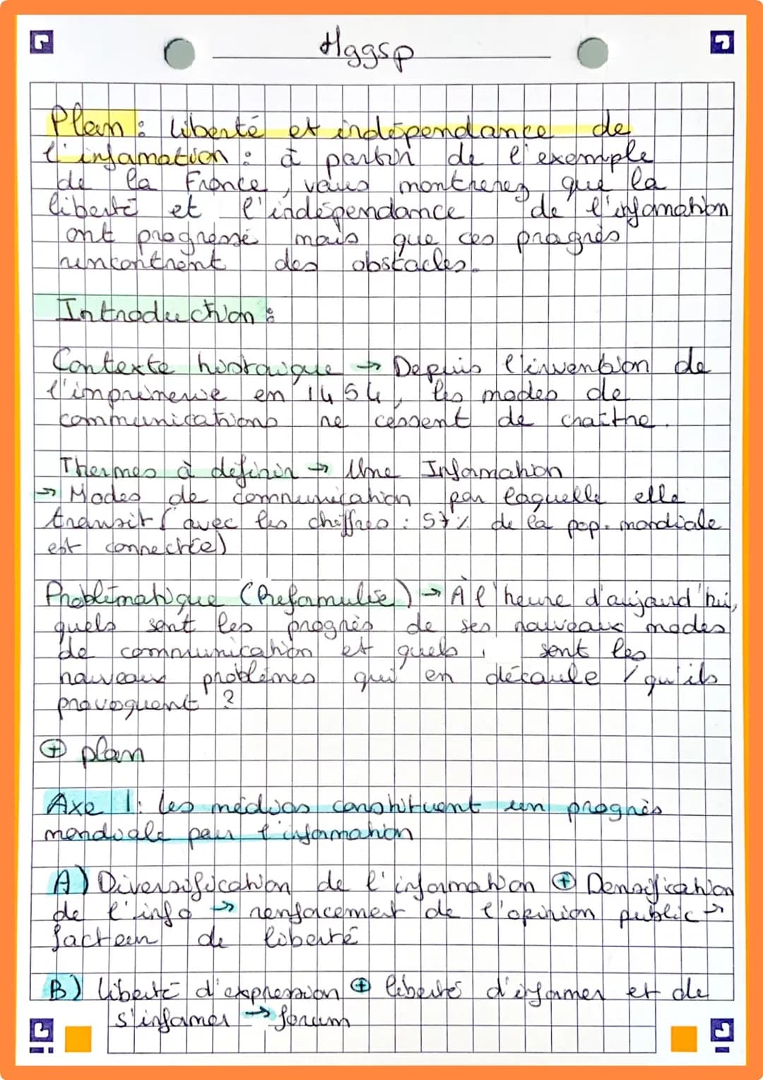 # Hggsp
## Plan: liberté et indépendance de l'information
À partir de l'exemple de la France, vous montrerez que la liberté et l'indépendan