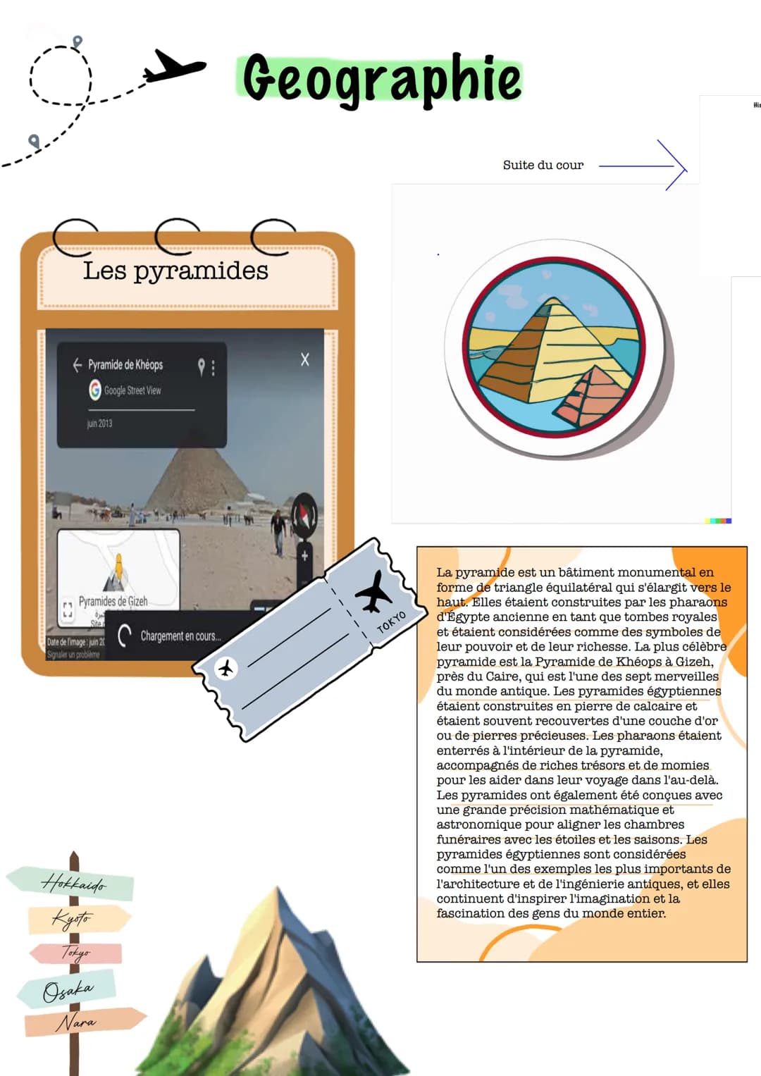 # Geographie
## Les pyramides
Suite du cour
← Pyramide de Kheops
Google Street View
juin 2013
Pyramides de Gizeh
Date de l'image: juin 2