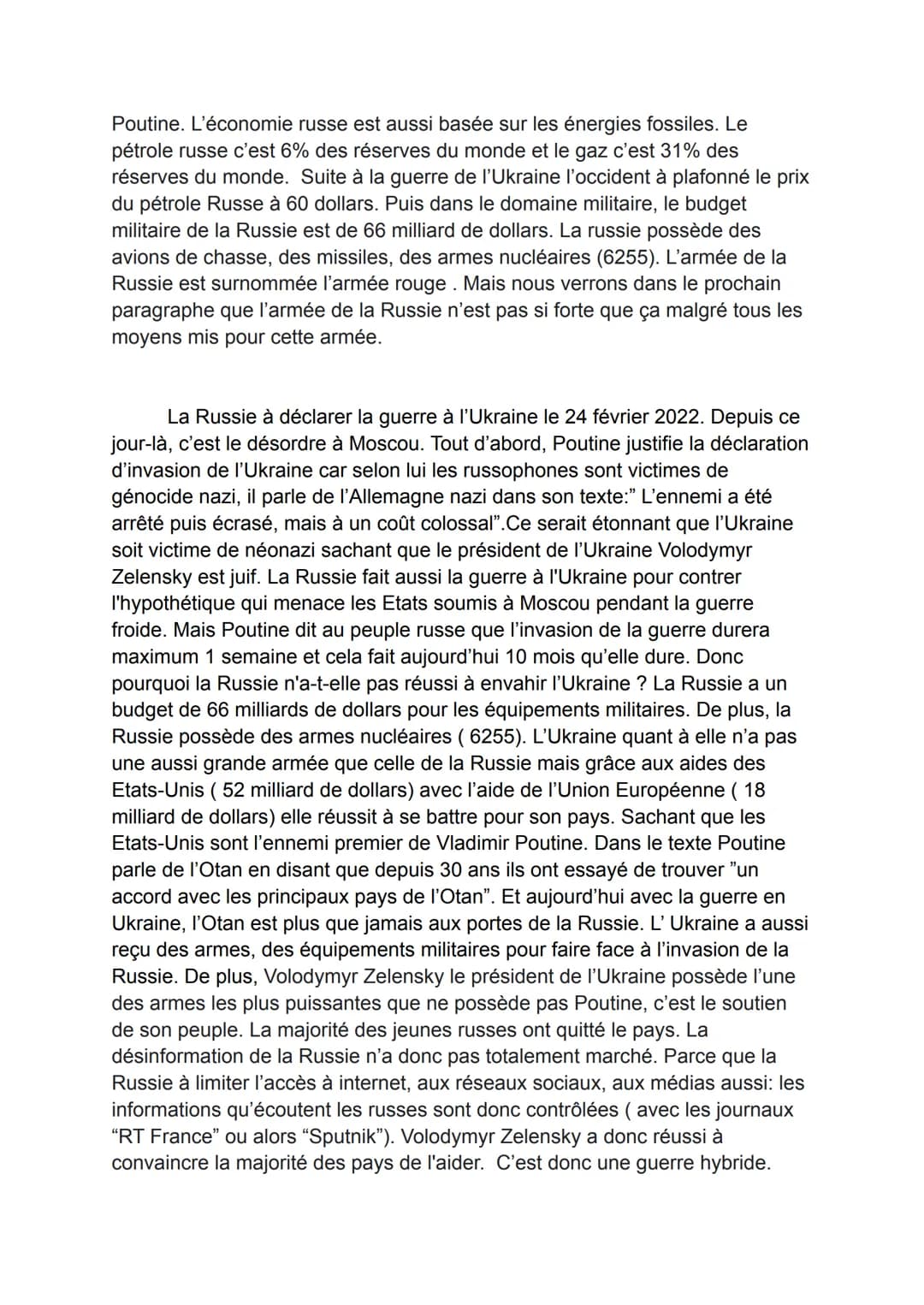HGGSP
### Étude de document
Ce texte est le discours de Vladimir Poutine, le président actuel de la Russie. Le discours de Vladimir Poutin