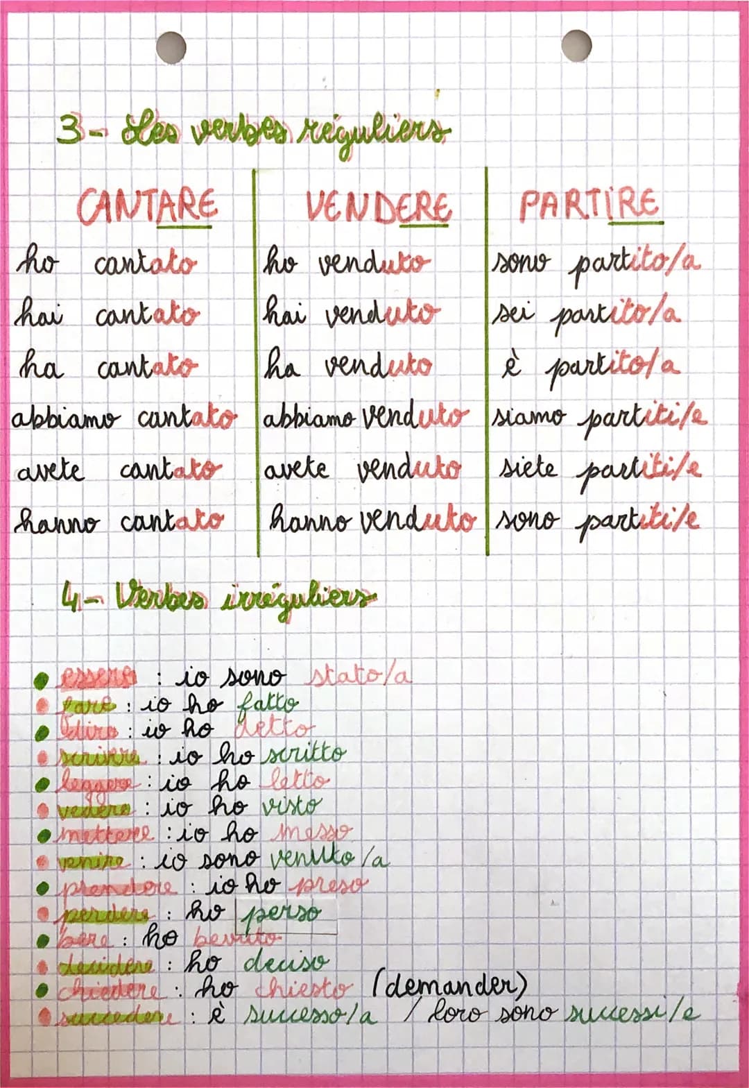 # Italien
## il passato prossimo
(passé composé)
Se forme avec un auxiliaire essere ou avere (au présent) + un participe passé
### 1- Par