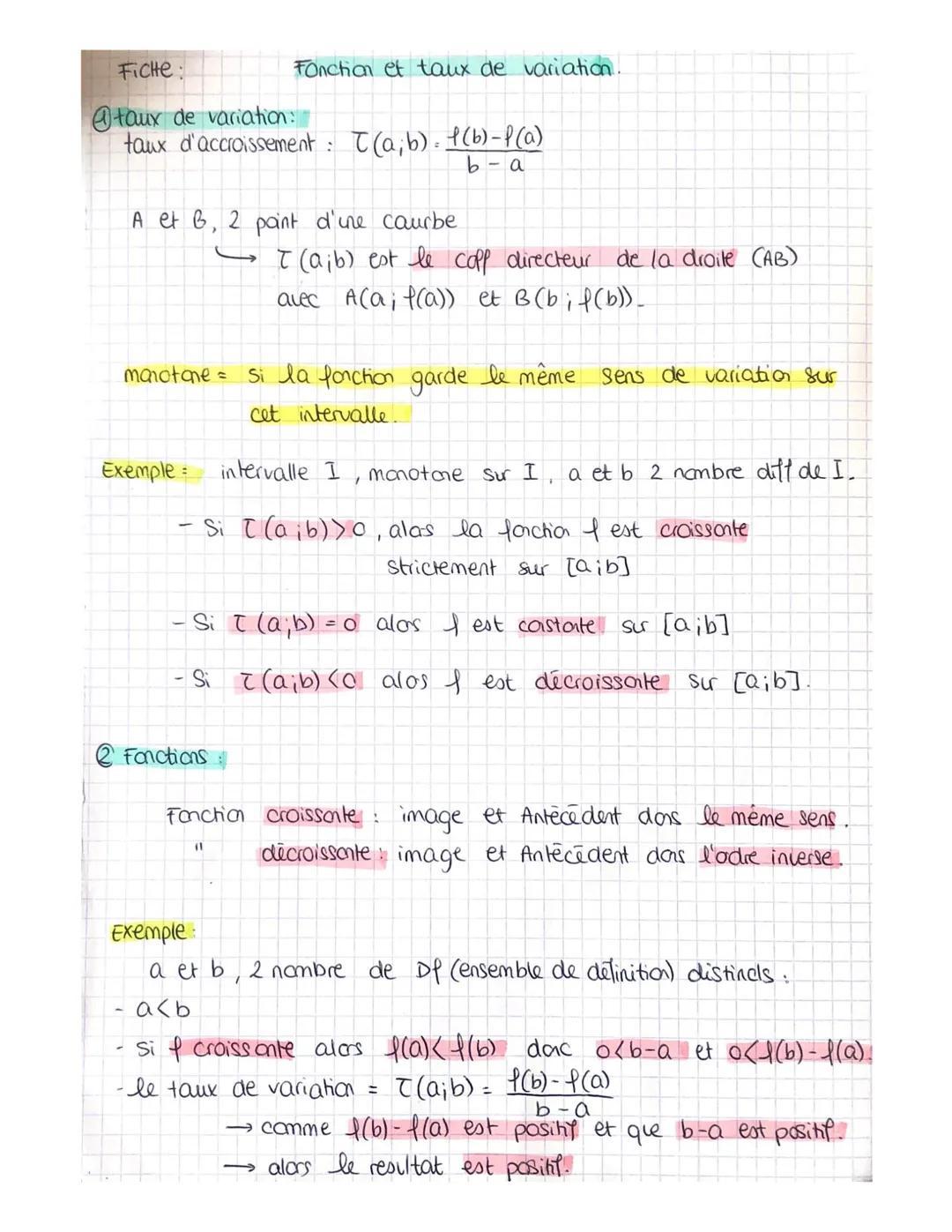 fonctions et taux de variation