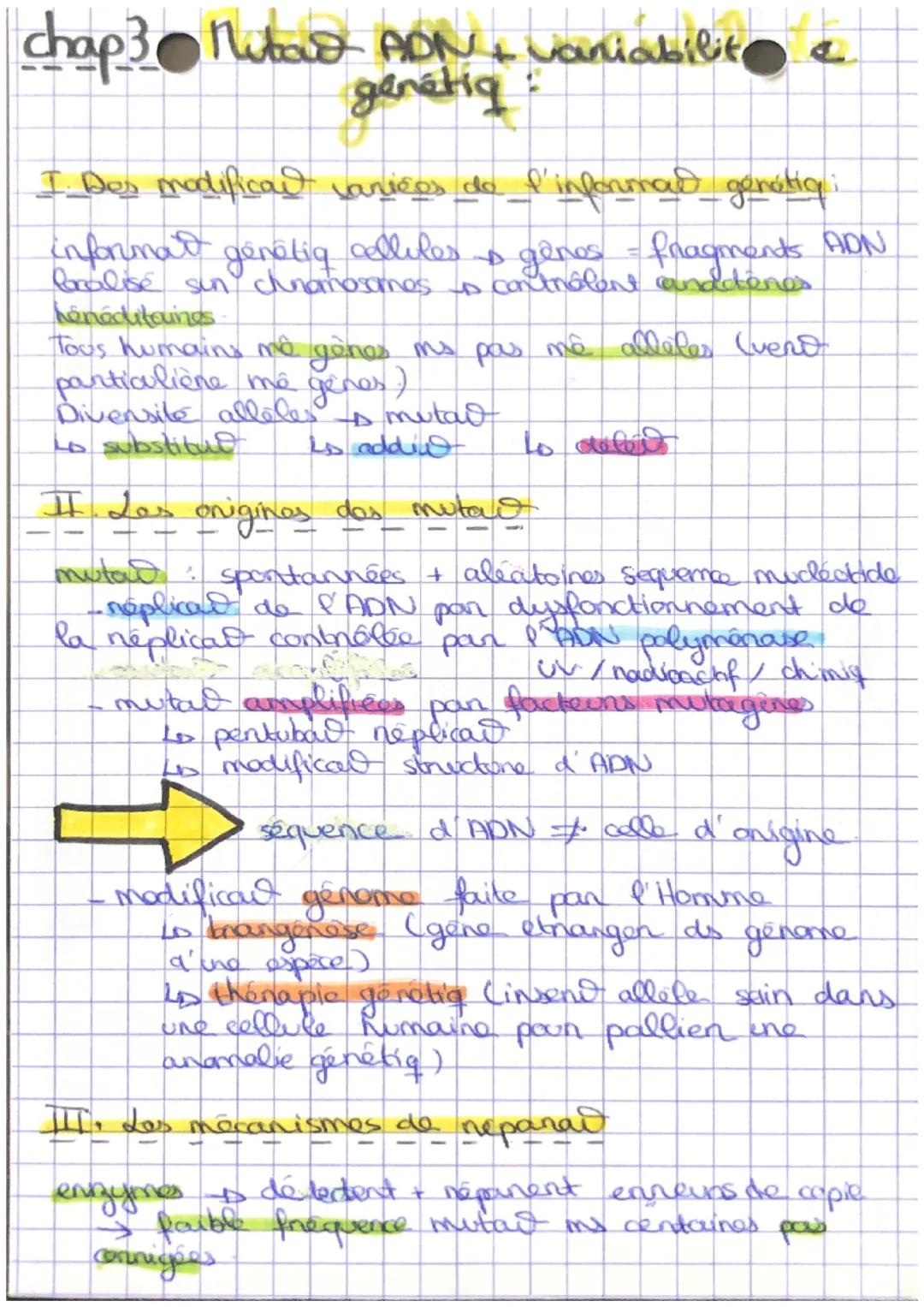 # chap 30 Mutad ADN + vaniabilit e
genétiq:
I. Des modifica vanices de l'informar genétiqi
informat genétig cellules $\rightarrow$ genes -