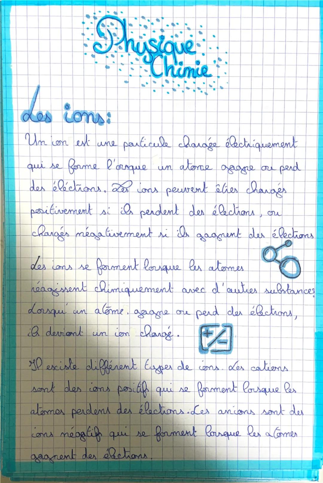 Phuslave
Chimie
Les ions:
Un ion est une particule chargée électriquement
qui se forme lorsque un atome gagne ou perd
des électrons. Les ion