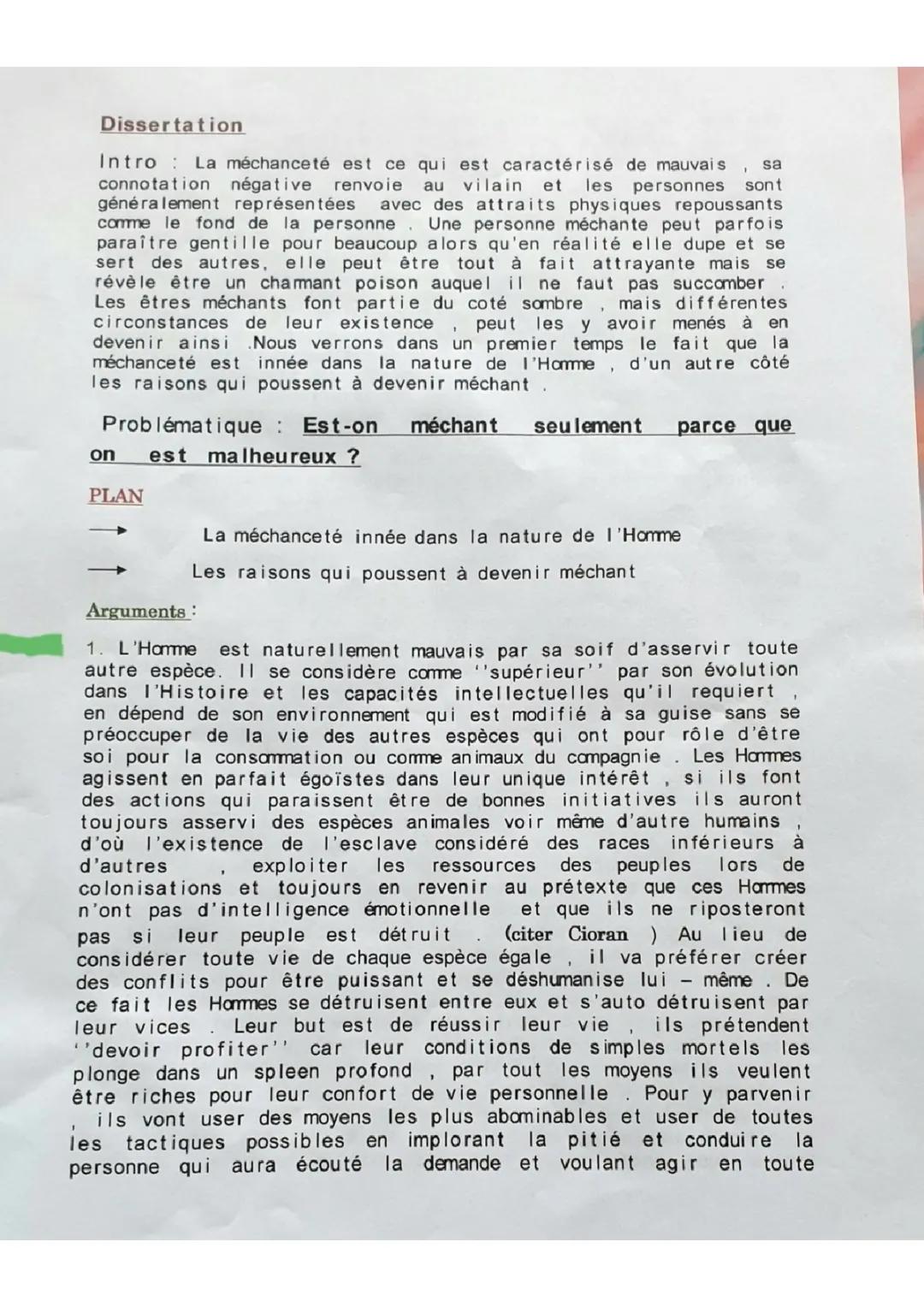 Dissertation  Fiche Type / Bonheur