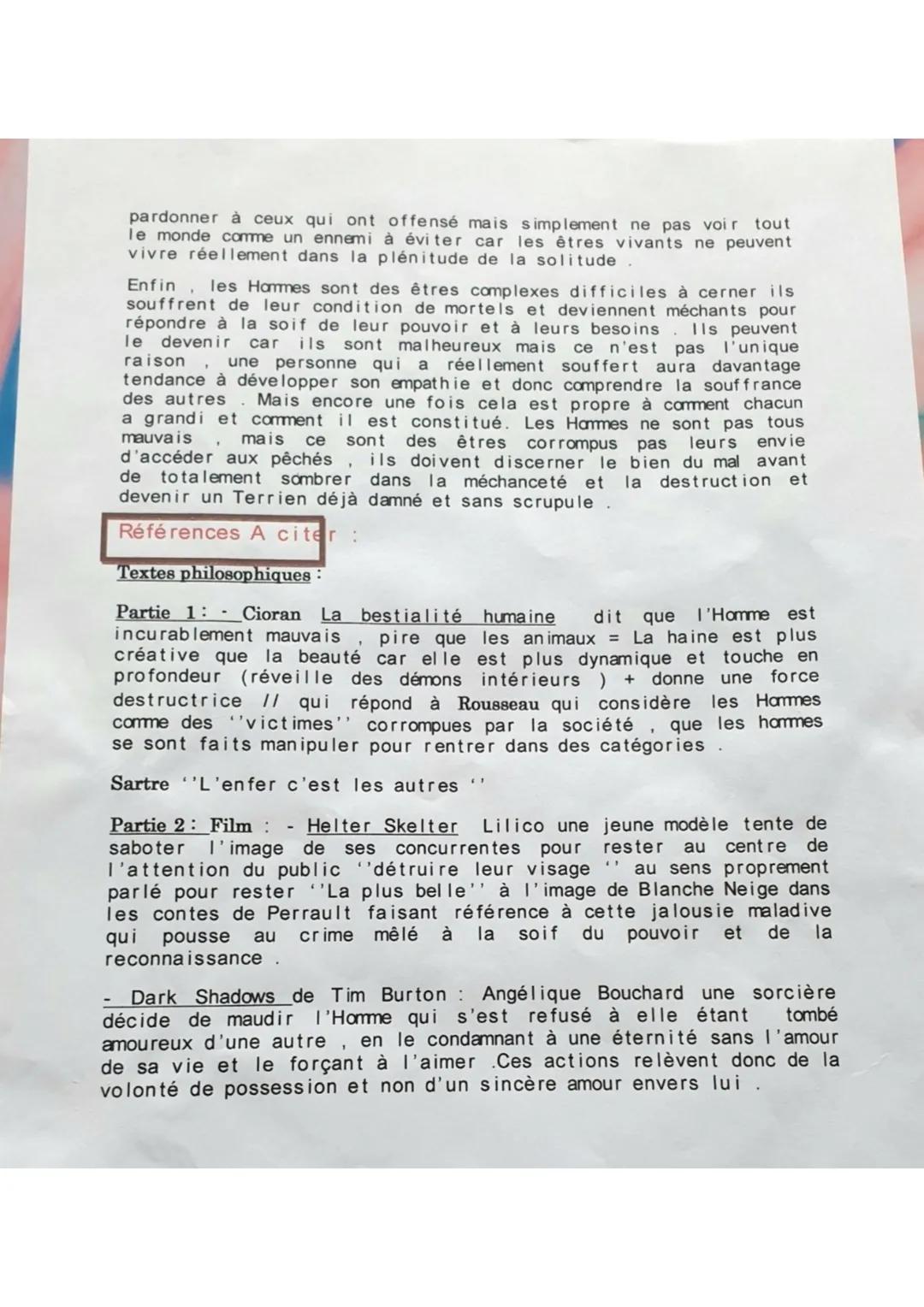 Dissertation
Intro: La méchanceté est ce qui est caractérisé de mauvais, sa
connotation négative renvoie au vilain et les personnes sont
gén