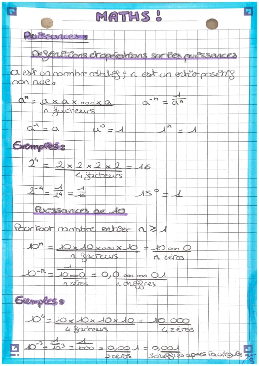 # MATHS!
Puissances
Desenvil Sons exopérations sur les puessances
a est un nombre relates n est un entier prosens
non noe.
$a^n = \frac{
