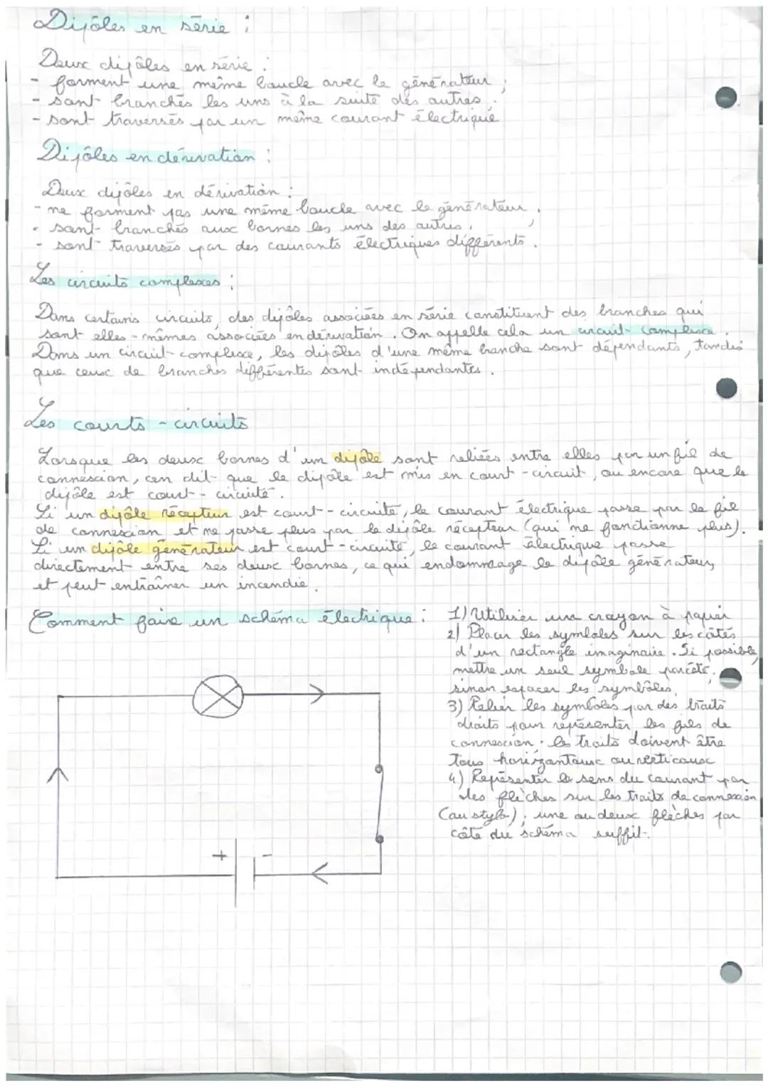 Chimie
Vocabulaire !
:
au circuit.
Dipôle composant électrique que a 2 bornes de branchement
Dipôle générateur dépôle que fournit l'énergie