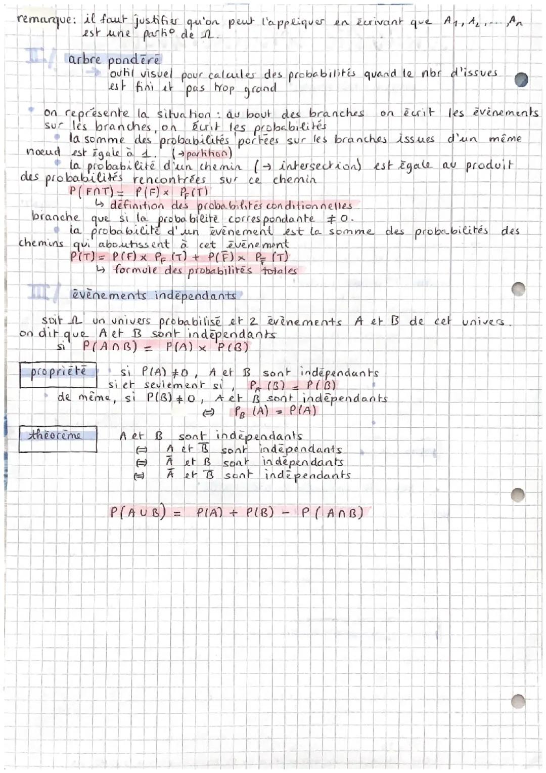 # Probabilité conditionnelle
notion de probabilité conditionnelle et formule des
probabilités totales.
probabilité conditionnelle
|