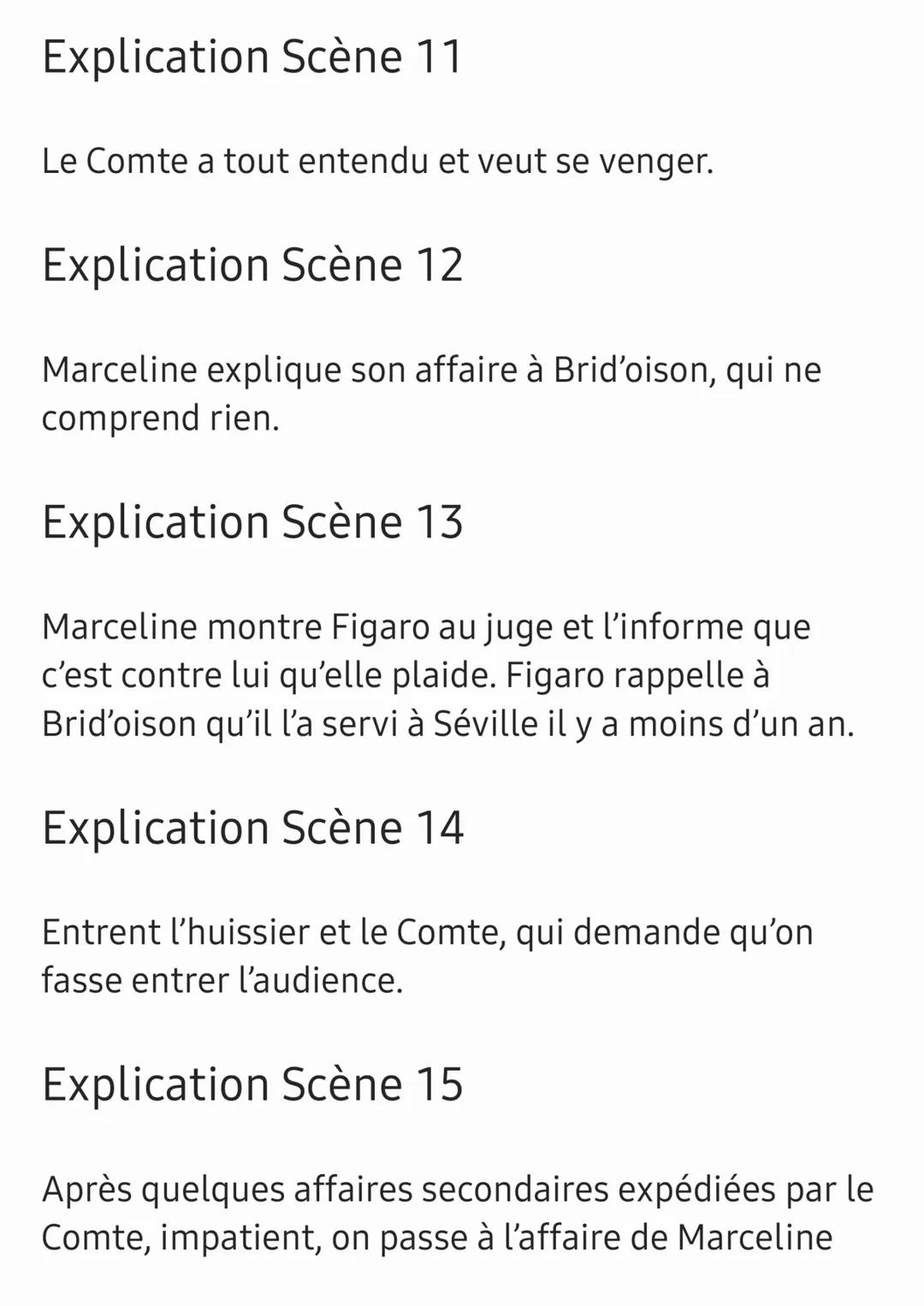 Le mariage de Figaro - acte 3
Explication Scène 1, 2 et 3
Le Comte règle une affaire avec Pédrille dans la salle
d'audience. Le valet tient