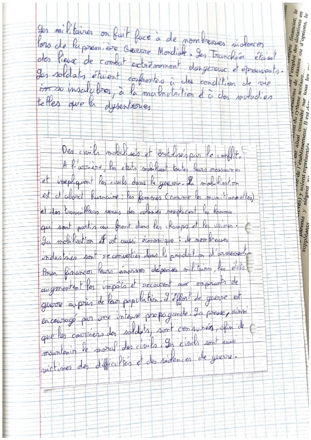 CORRECTION:
La Première Guerre mondiale (1914-1918) est un conflit exceptionnel par
l'ampleur de la mobilisation des populations, des destr
