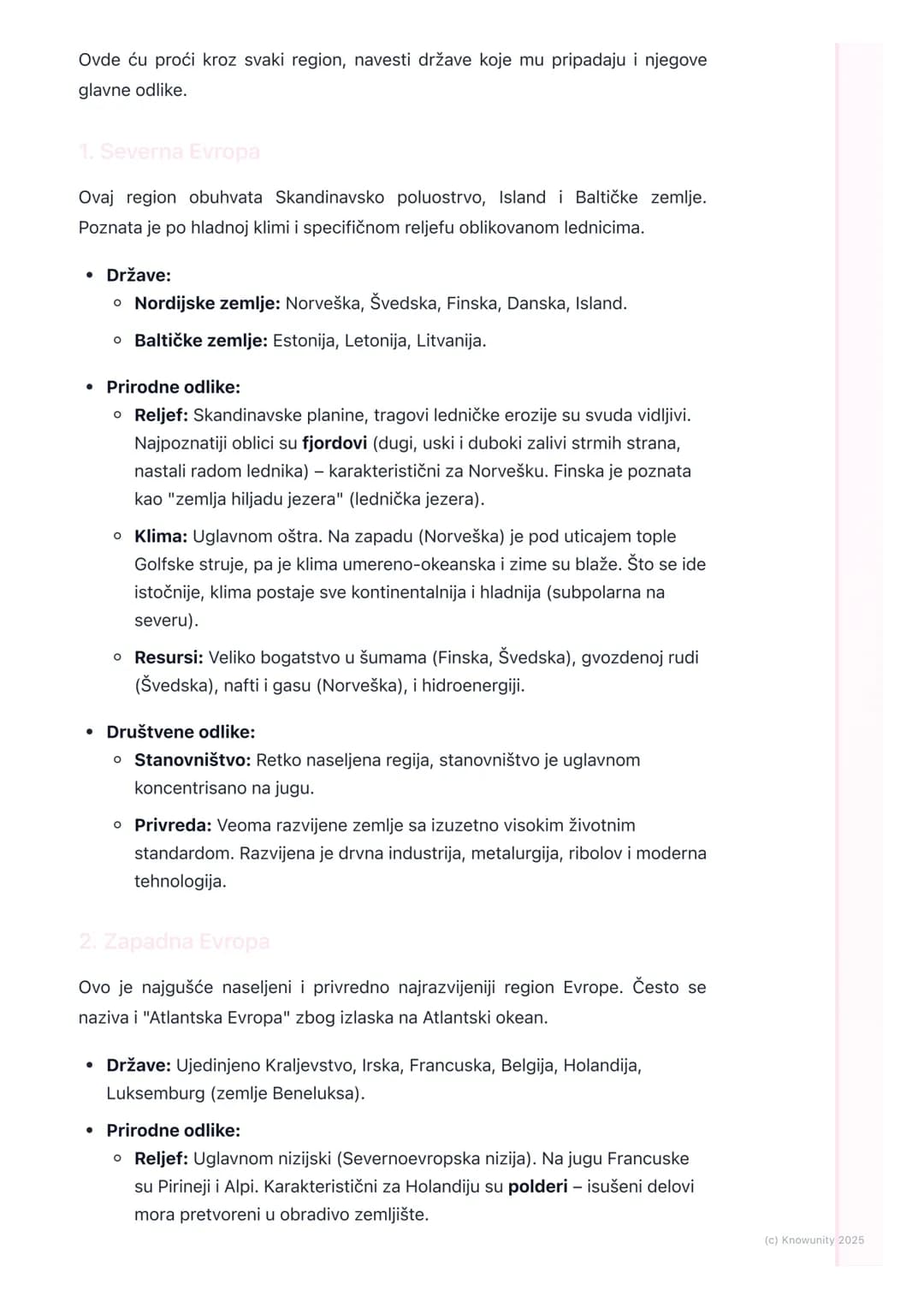 # Regioni Evrope
Uvod u regionalnu podelu Evrope
Evropa je kontinent sa velikom raznolikošću u pogledu prirode, stanovništva,
kulture i pr