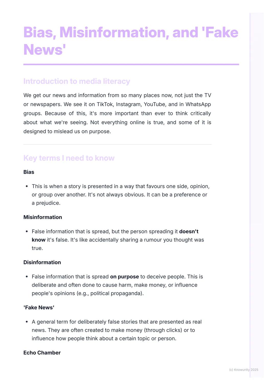 # Bias, Misinformation, and 'Fake
News'
Introduction to media literacy
We get our news and information from so many places now, not just t