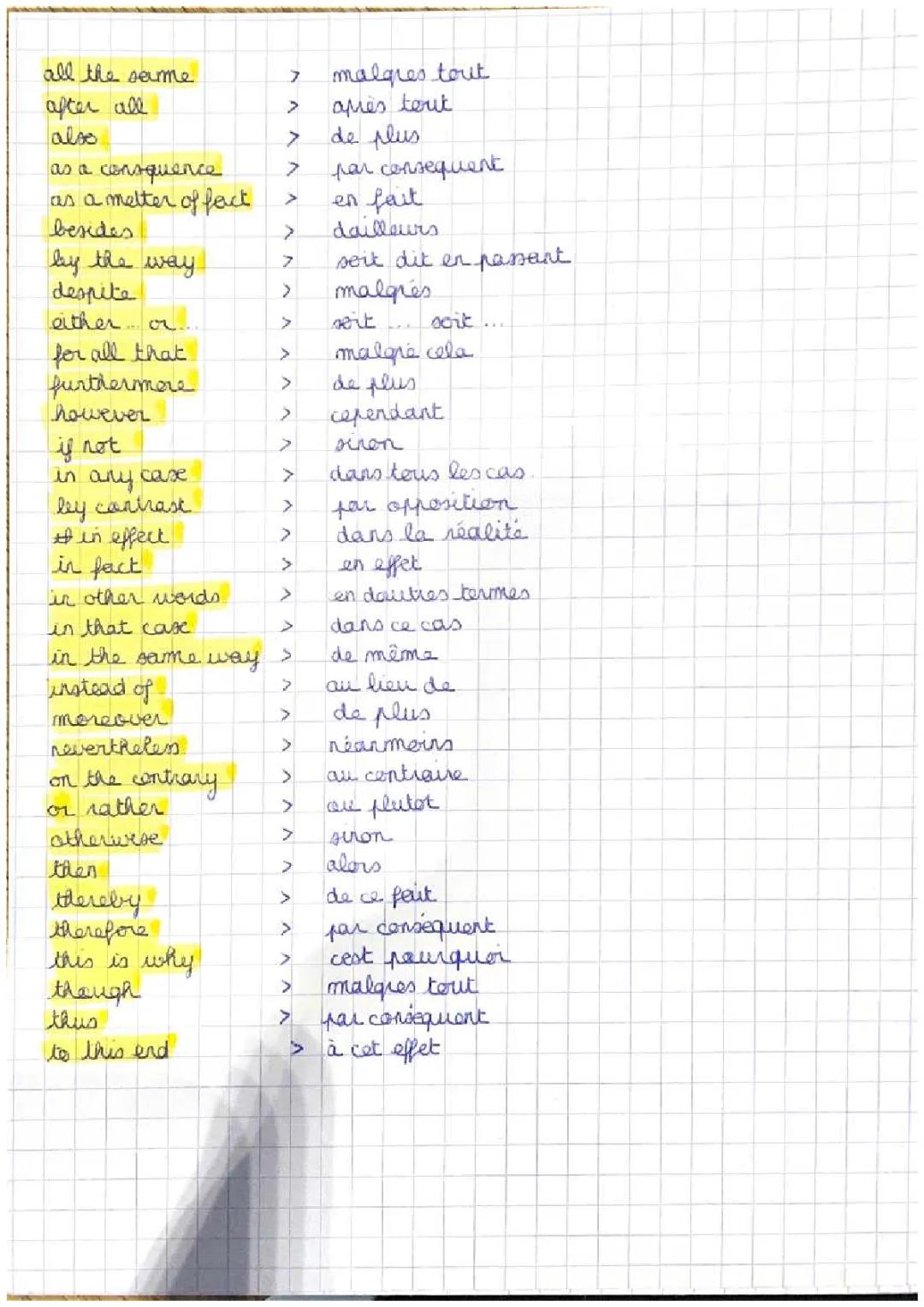 Mots de liaisons anglais💟