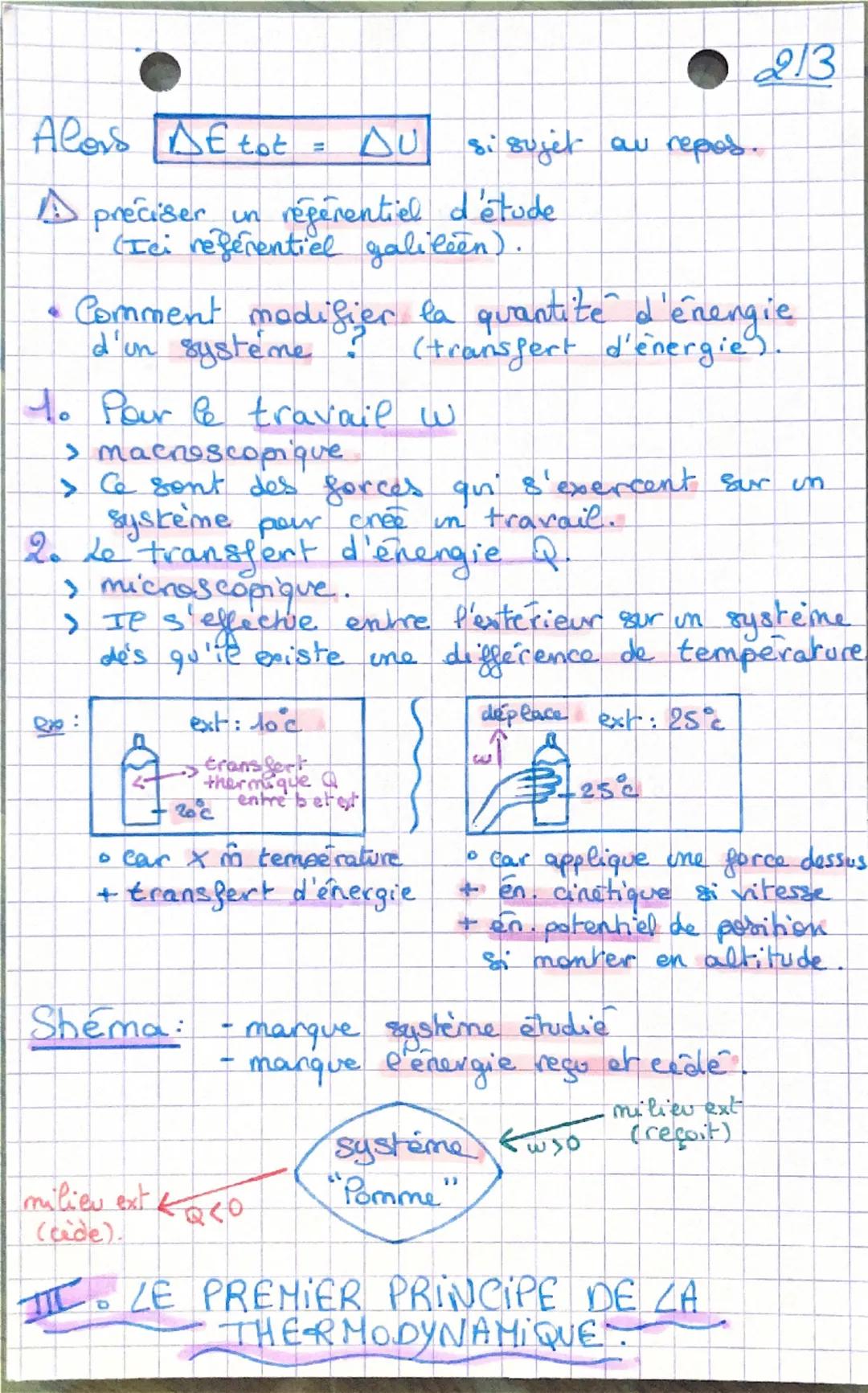 de yer principe de la
thermodynamique
+ bilan énergétique.
I. MODÈLE DU GAZ PARFAIT:
413
> Entites contenues dans un récipient n'étant pas