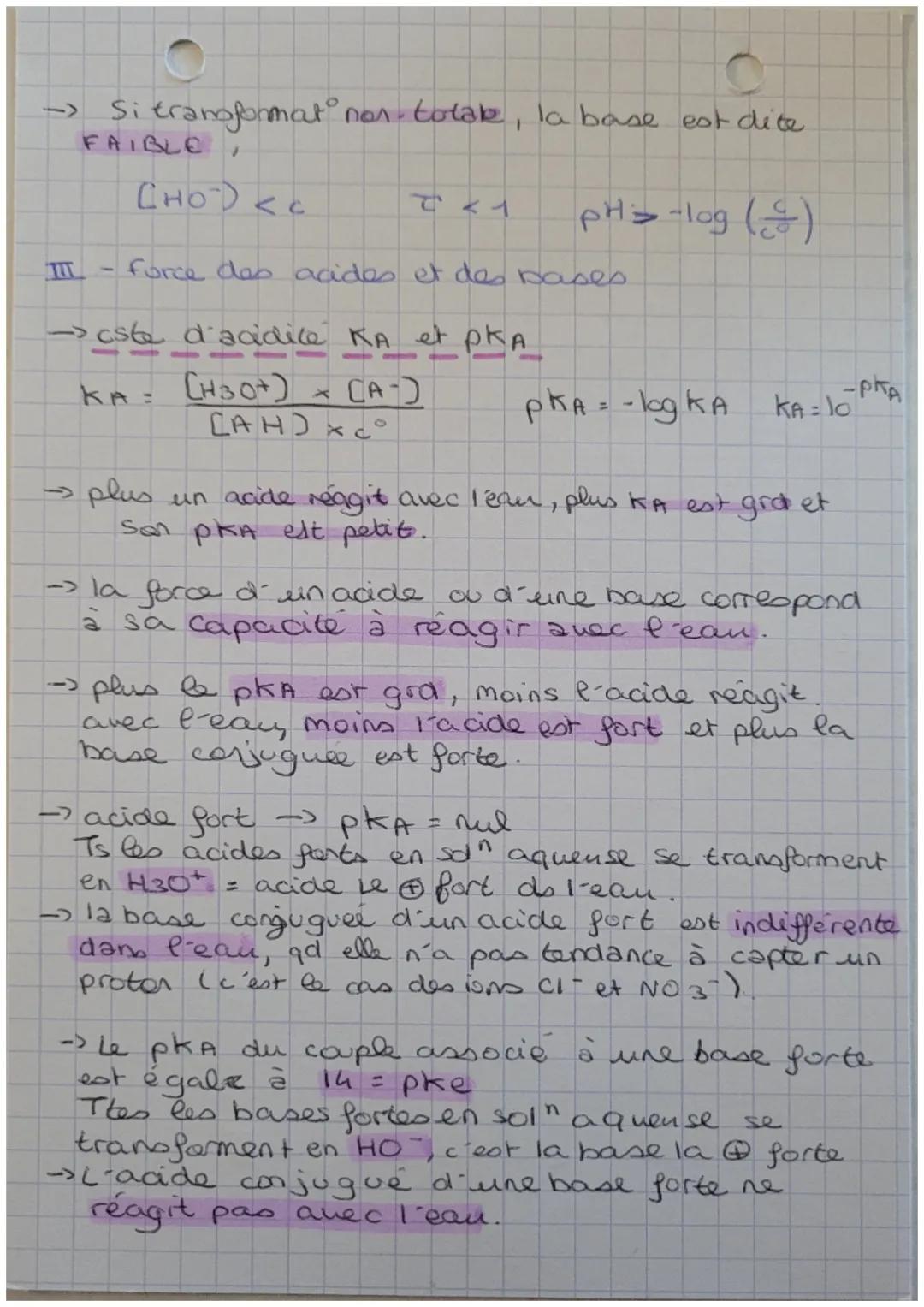 # force des acides et des
bases
I-Produit ionique de l'eau ke
→→→ autoprotolyse de l'eau:
$2H2O \rightleftharpoons H3O^+ + HO^-$
→→→aste