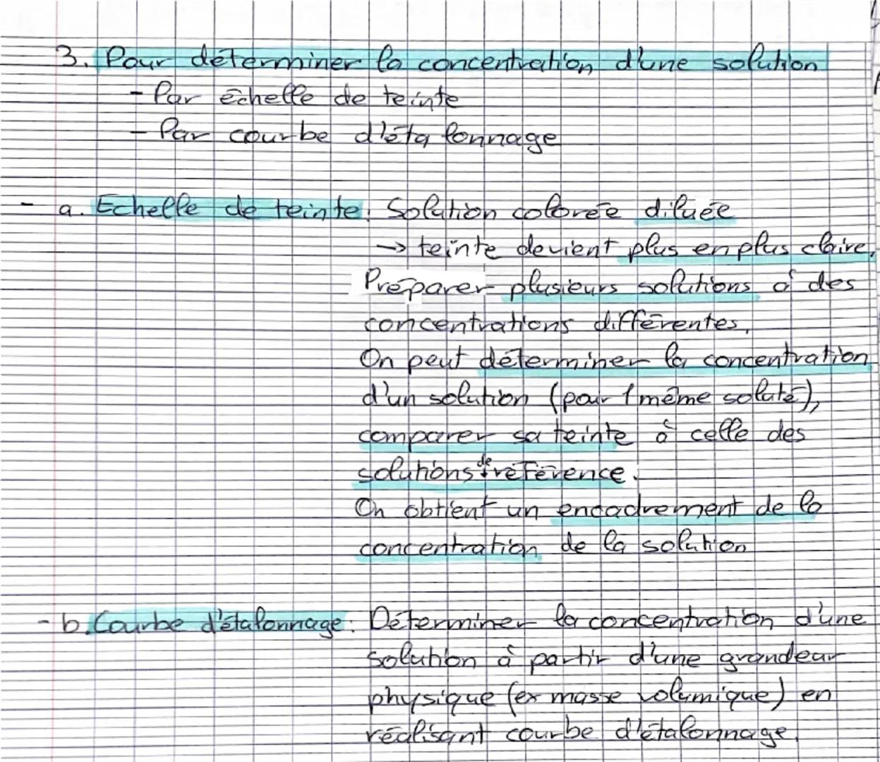 Composition des solutions
aqueuses
Ha. La concentration: Solution - Solant + Soluté
Solution: un melange à l'état liquide
Solvent: espèce ch
