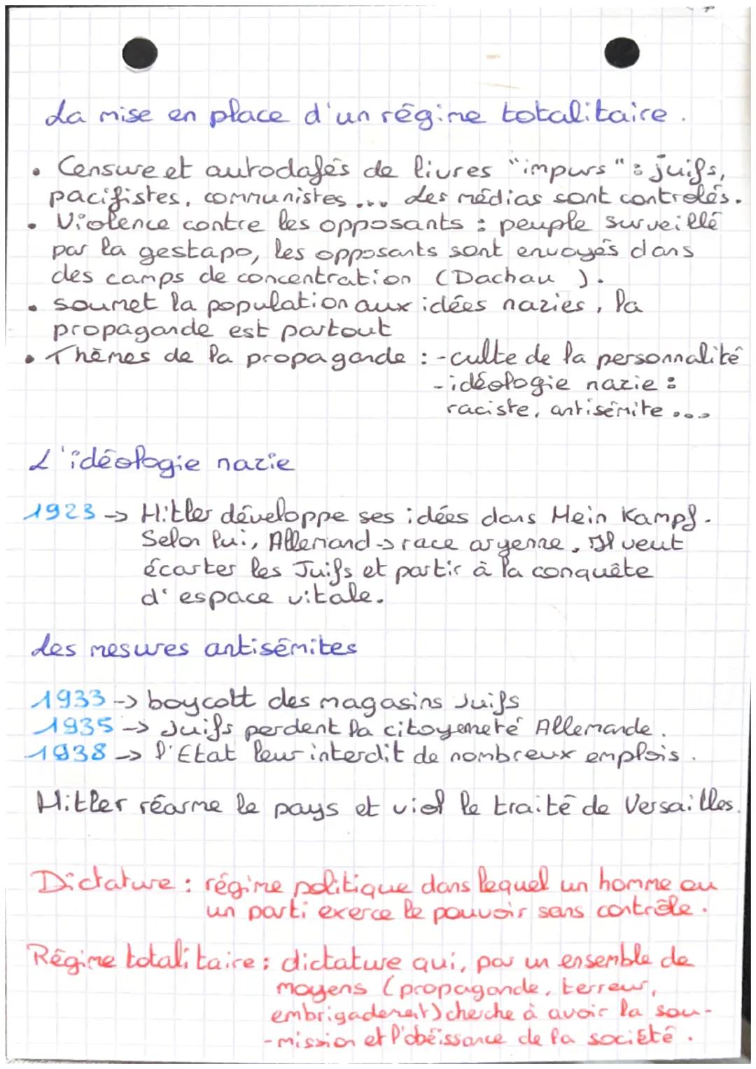Histoire
Experiences totalitaires et
démocraties fragilisées
2 'Allemagne de Hitler
Années 20 -> l'Allemagne est touchée par la crise
économ