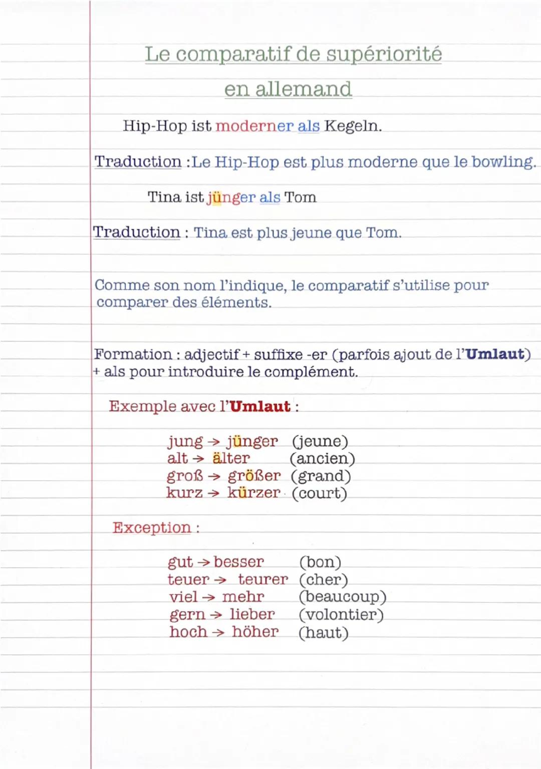 Le comparatif de supériorité en allemand