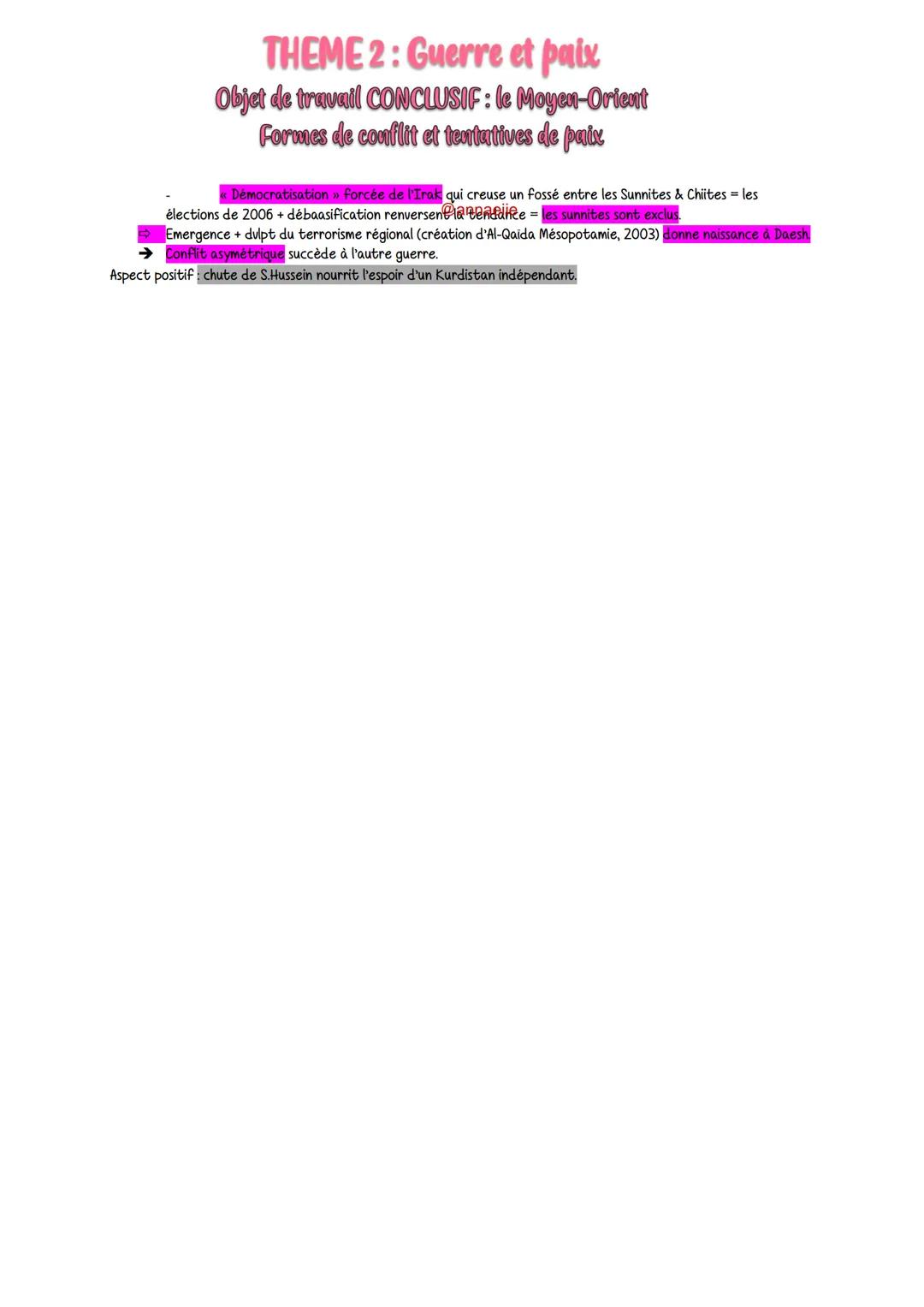 # THEME 2: Guerre et paix
Objet de travail CONCLUSIF : le Moyen-Orient
Formes de conflit et tentatives de paix
ID
Une région stratégique