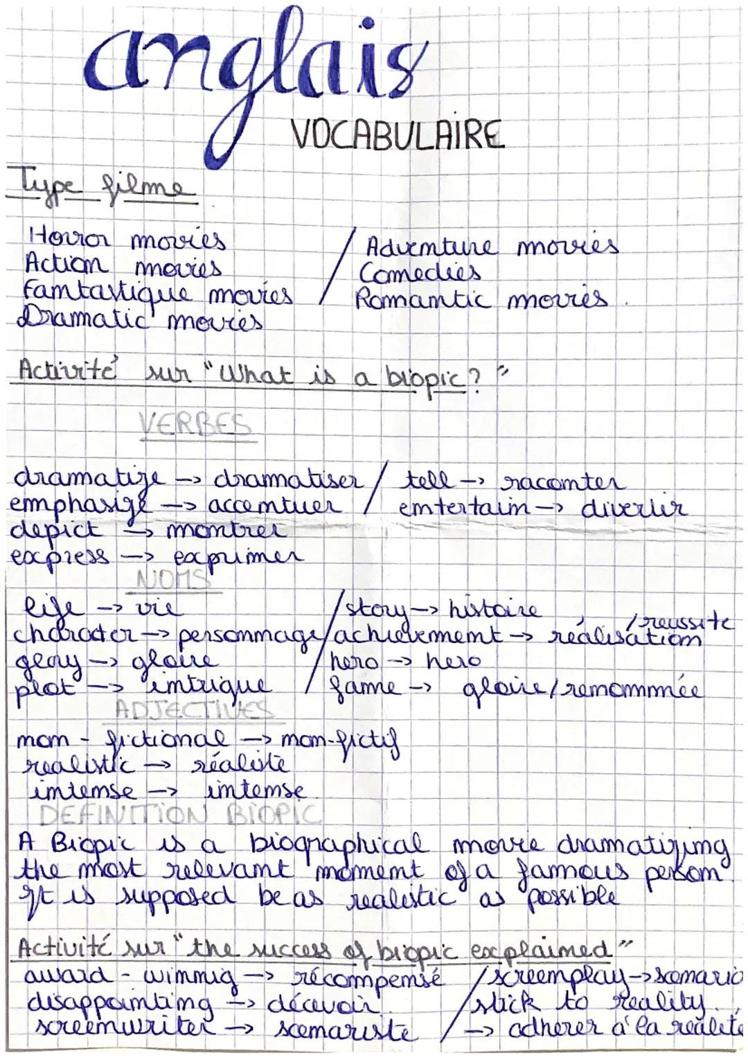 and
ais
Type filme
Horror movies
Action movies
VOCABULAIRE
Adventure movies
Comedies
Famtastique movies Romantic movies
Dramatic movies.
Act