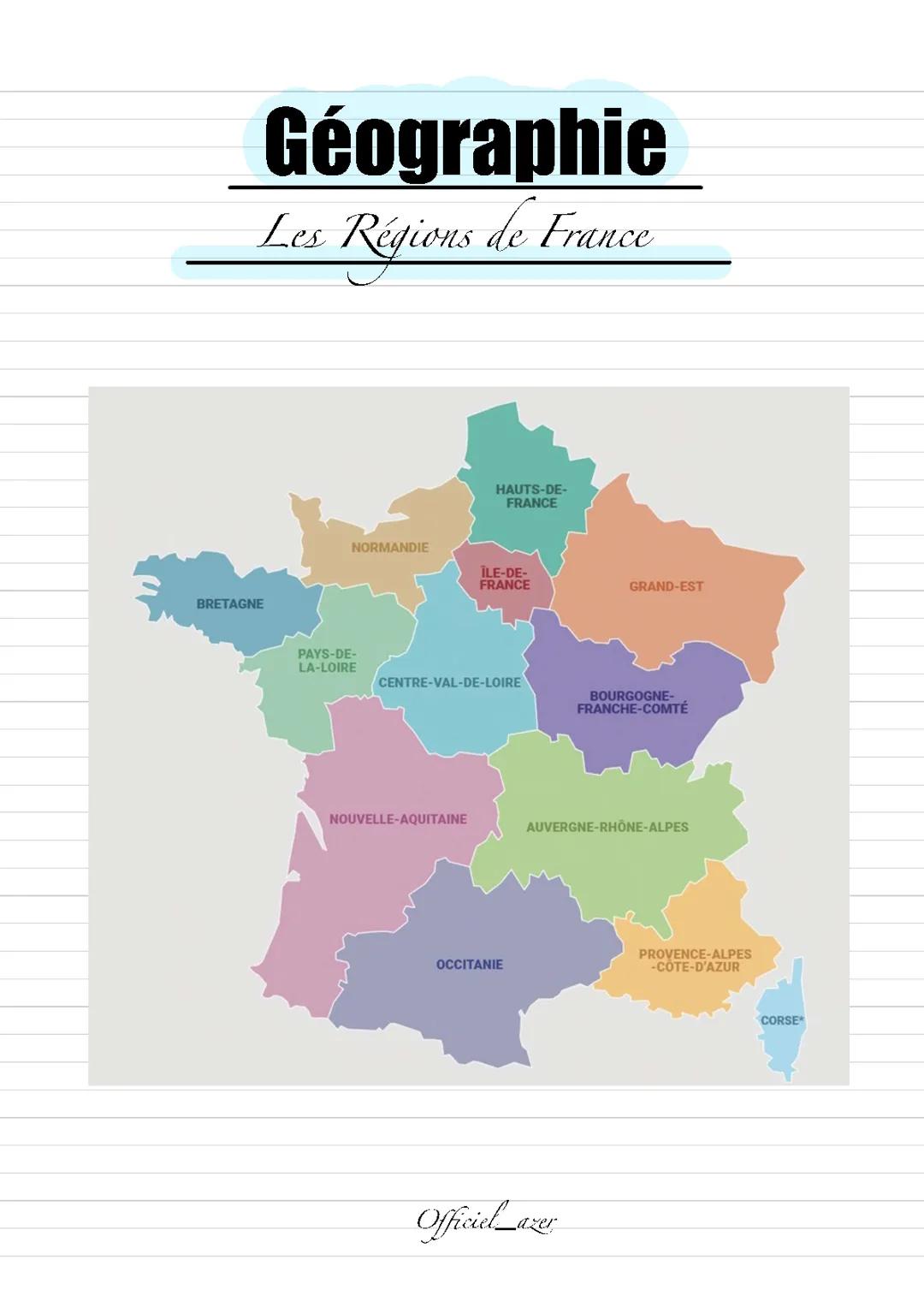 Géographie : les régions de France