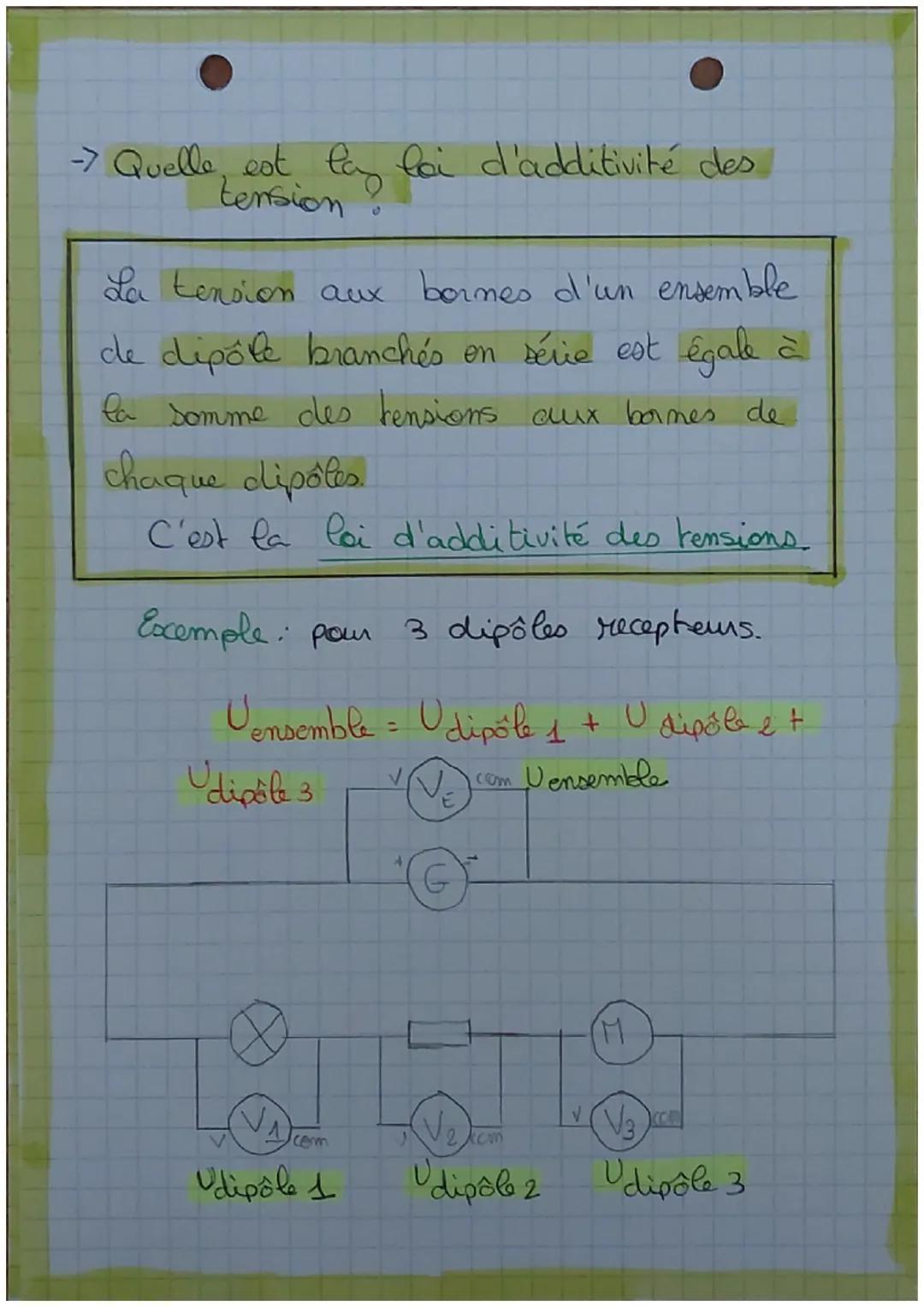 physique
Chimie
→ Qu'est-ce que la tension électrique?
On mesure la tension (U) avec un
voltmètre que é'on branche en dérivation.
Exemple:
+