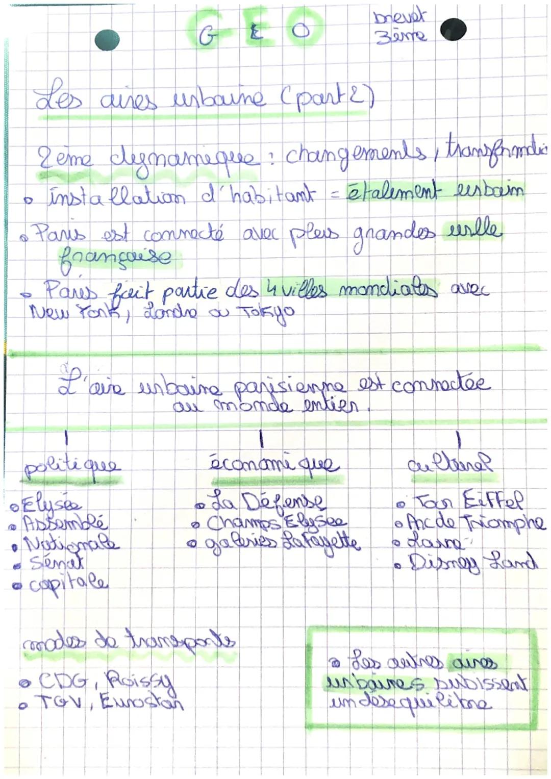 brevet
3eme
GE
Los aires urbaine (part 2)
Chiffre Cles.
85% des français (Ss millions) vivent dans une
aires urbaine francaise.
354 aire urb