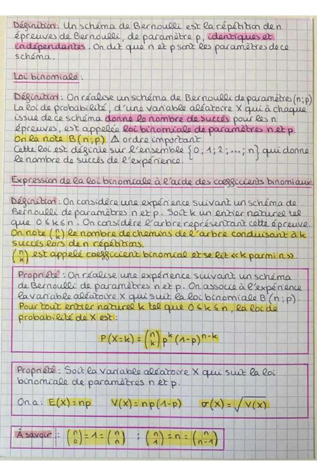 MATHS
CHAP 4 loi binomiale
Successions d'épreuves indépendantes
Propriété: Dans une succession de n épreuves indépendantes
don't les issu