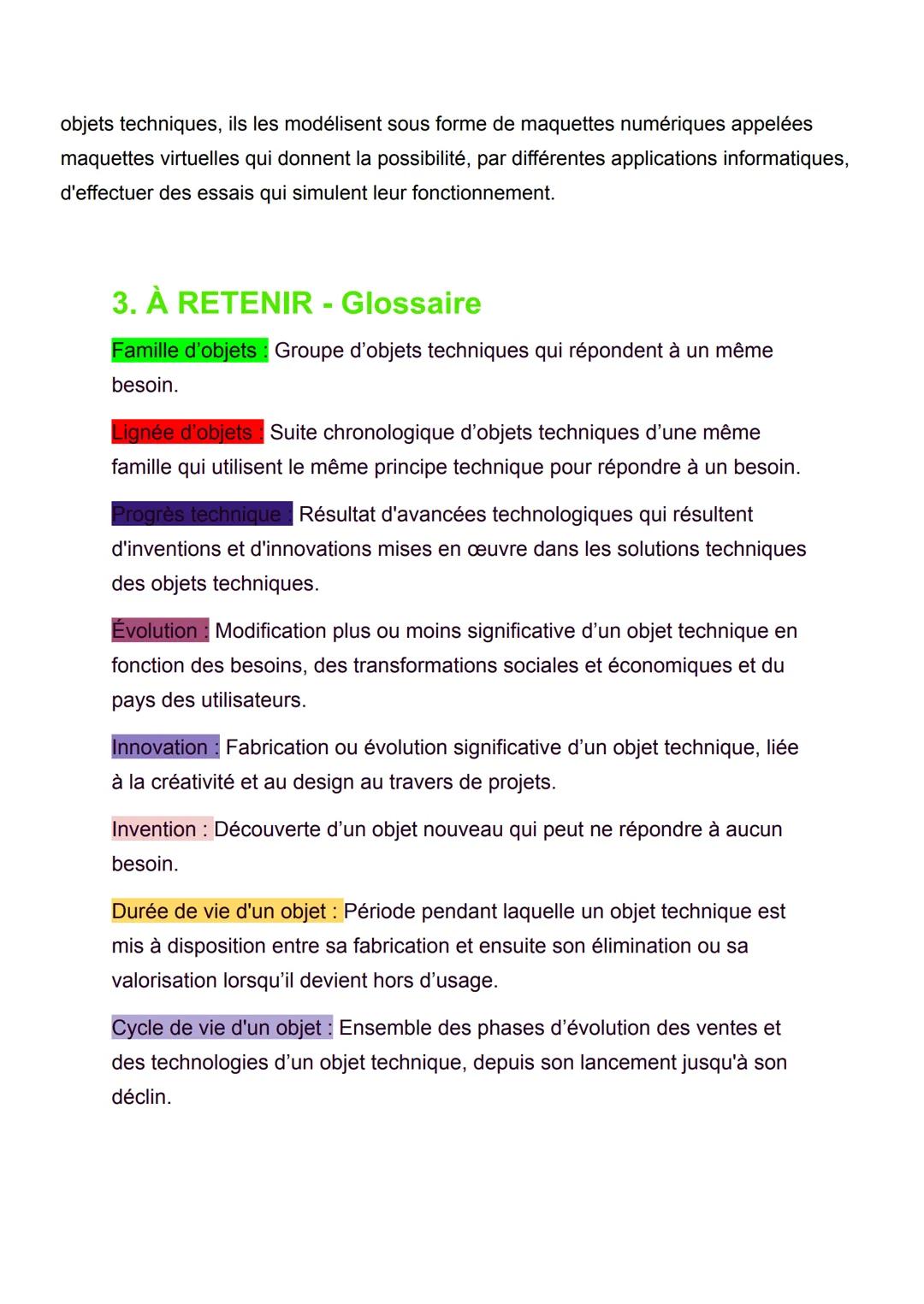 Les objets techniques, les services et les
changements induits dans la société
1. SAVOIR - Définition
Les objets et les systèmes techniques