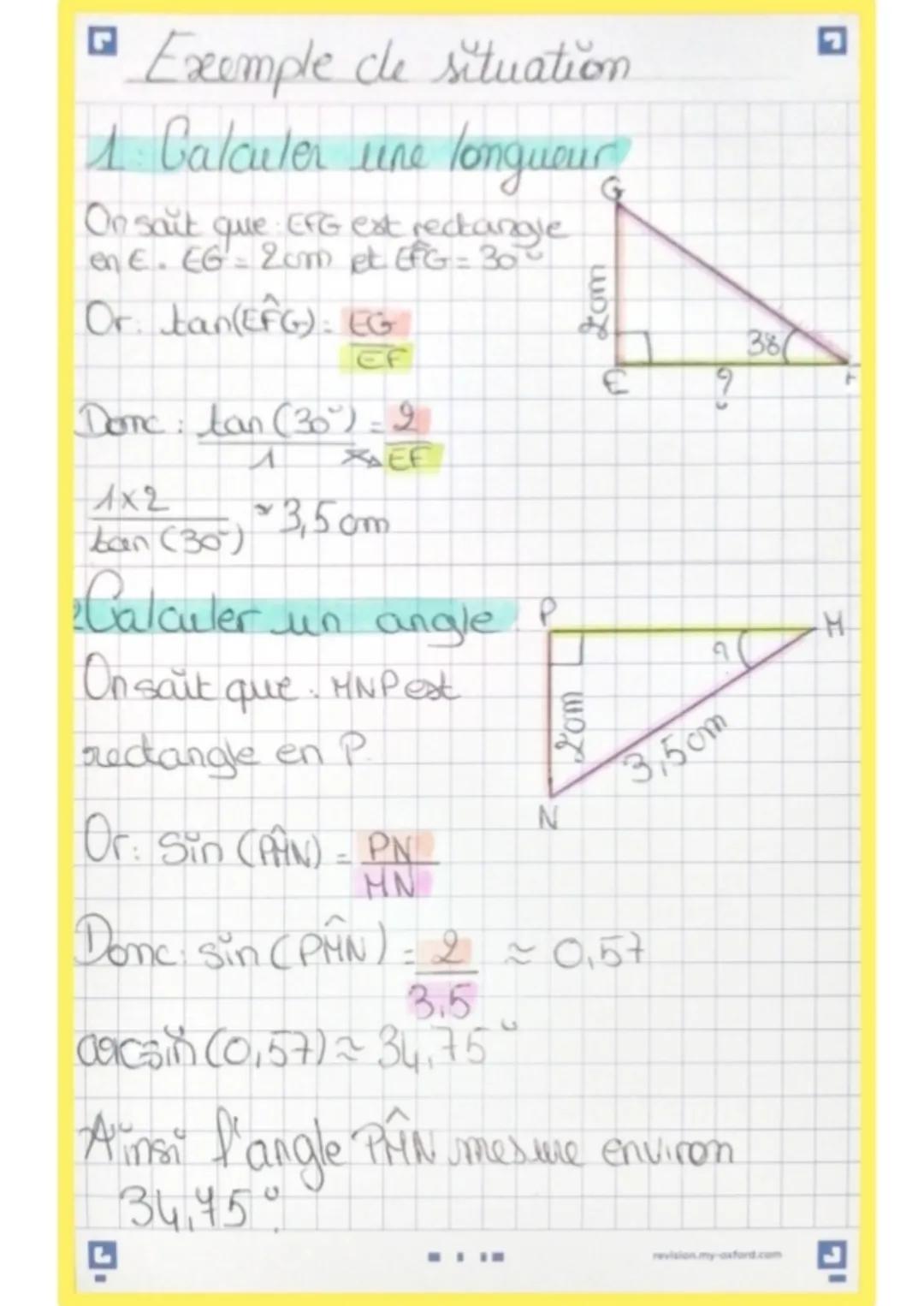 LA TRIGONOMETRIE
Cosinus, sinus et tangente d'un
angle aigu.
cosinus - Enguare du coto adjacent
Tongueur de l'hypothénuse
sinus - longuan du