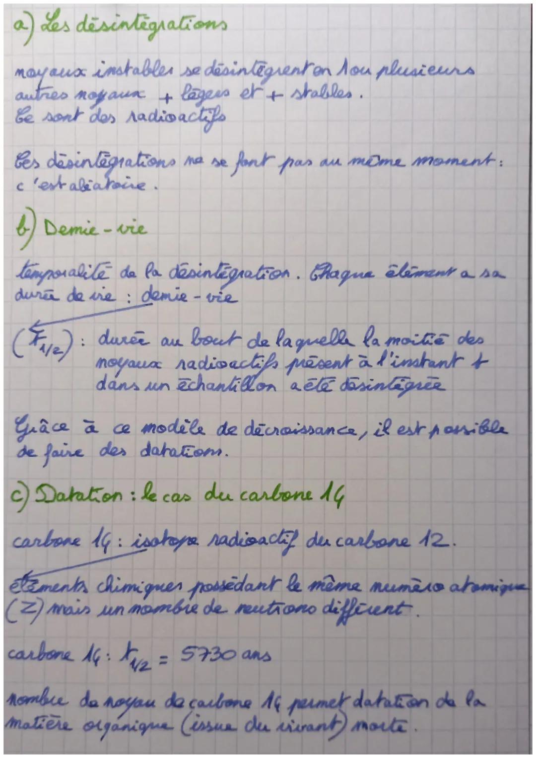 a) Les désintegrations
mayaux instables se désintègrent on ou plusieurs
autres noyaux + lagers et + stables.
be sont des radioactifs
bes des