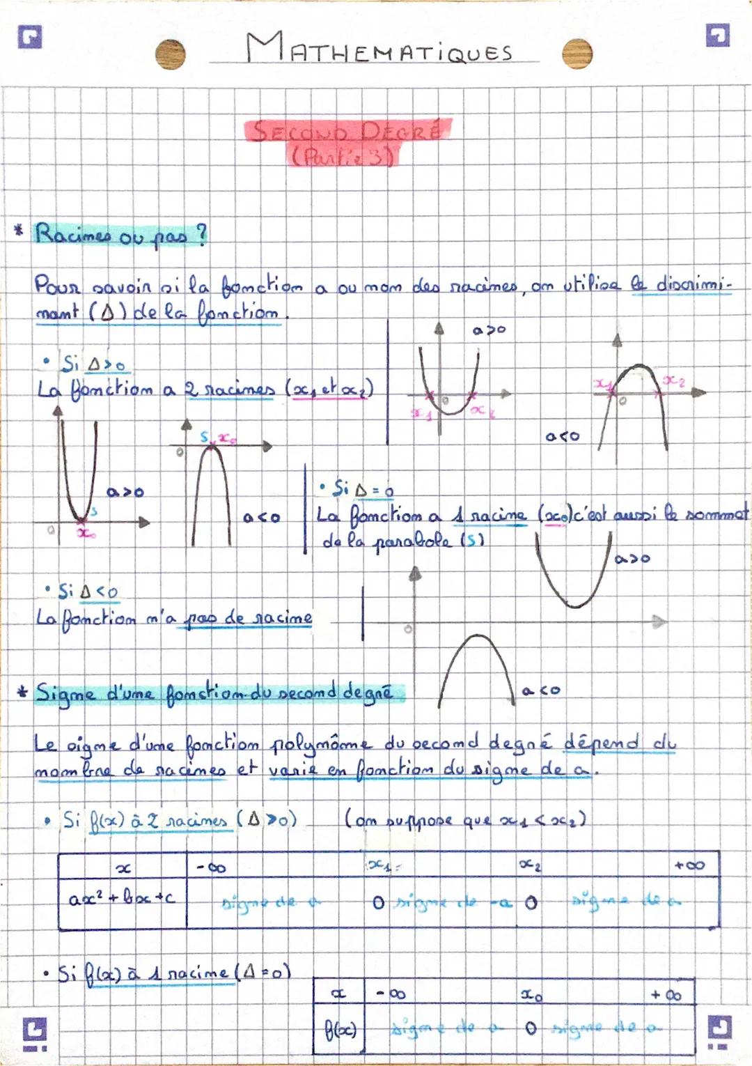MATHEMATIQUES
SECOND DEGRE
(Pankie 1)
* Om distingue la second degré du premier au moisième degré grâce
puissances. Pour le second degré, la