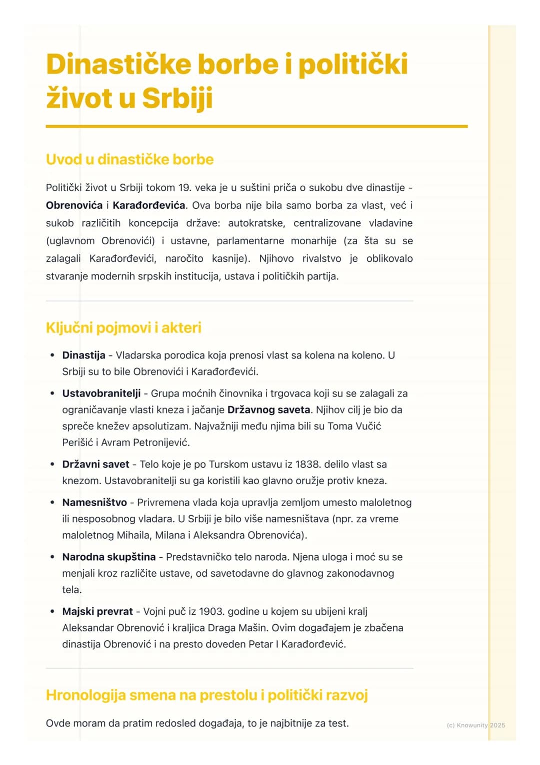 # Dinastičke borbe i politički
život u Srbiji
Uvod u dinastičke borbe
Politički život u Srbiji tokom 19. veka je u suštini priča o sukobu