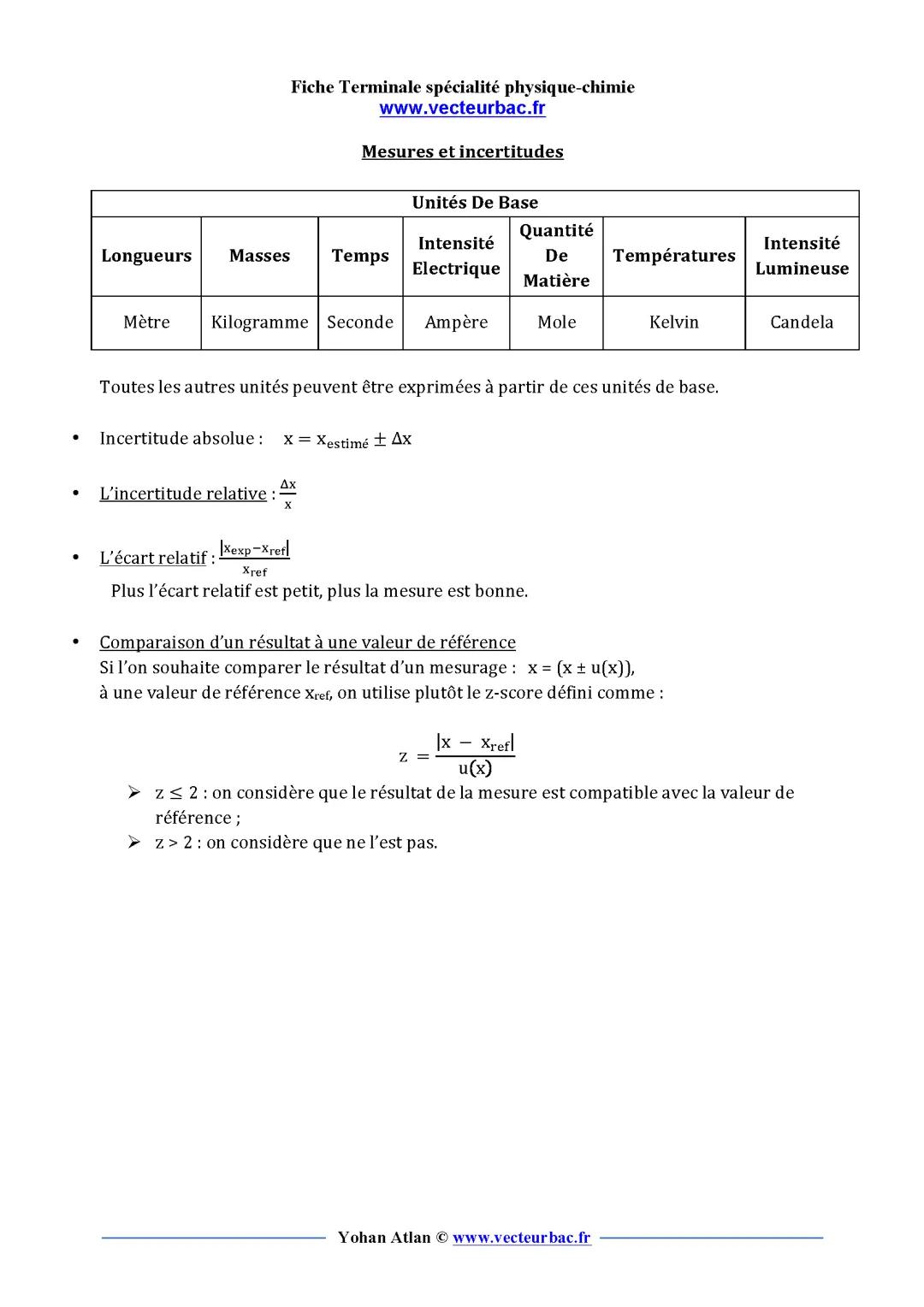 Calculer l'incertitude