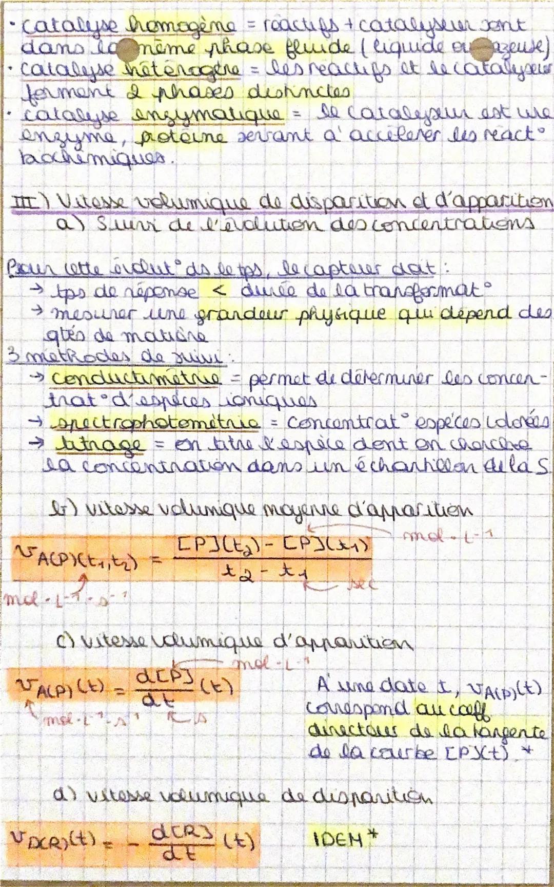 # Chapitre 4.
Sur temporel et modilisation macrosipique
I) Facteurs cinétiques
a) transformations rapides et lentes.
| transformat° RAPIDE