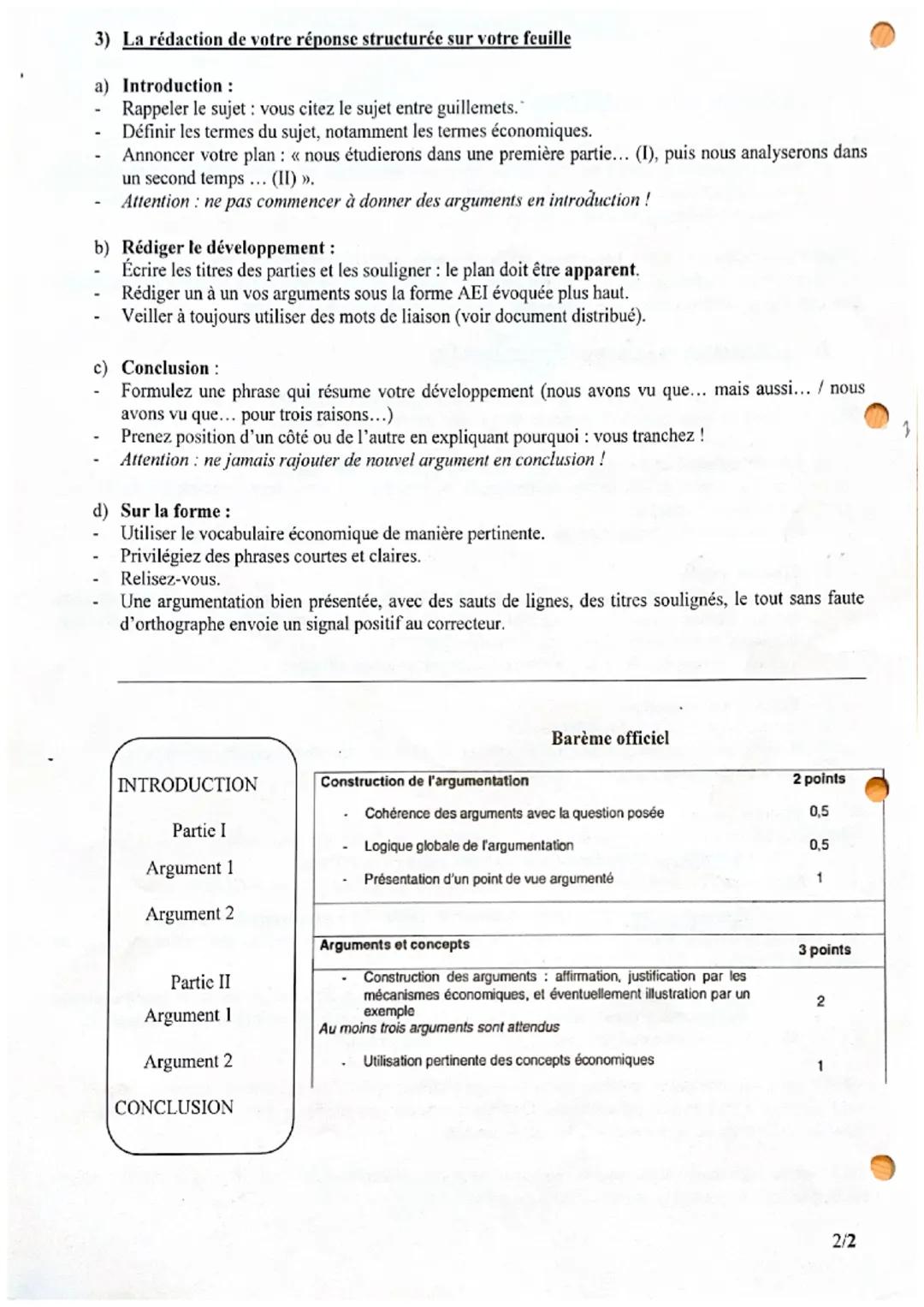 1) La structure type d'un sujet d'économie au baccalauréat STMG
Le sujet d'économie prend la forme suivante :
Plusieurs questions liées à vo