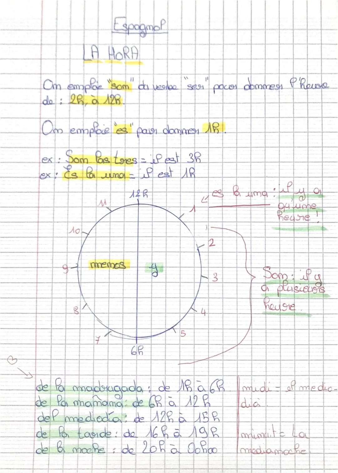 Om emploe "som" du verbo "ser" pour commess Phouse
do: 2h à 128.
10
LA HORA
Om emploie es" pass dommer th.
ex: Som las tres - upest 3h
una -