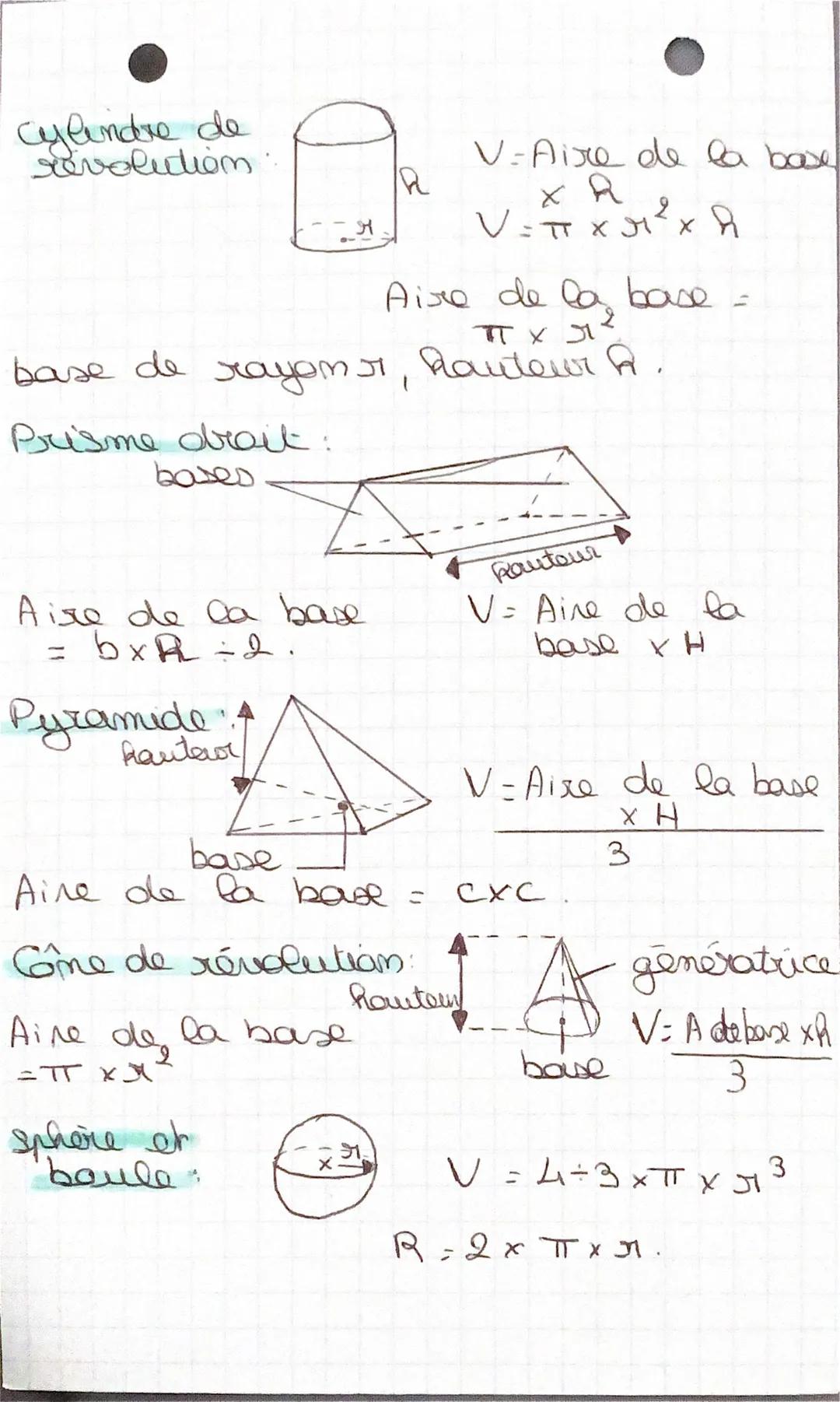 • Mathématiques
Formules aure et volume:
- les aires:
Carre:
ct=$c^2$
côté c
L
Rectangle:
e ct=Lxl
Longueur Let largeur l.
A
Triangle: